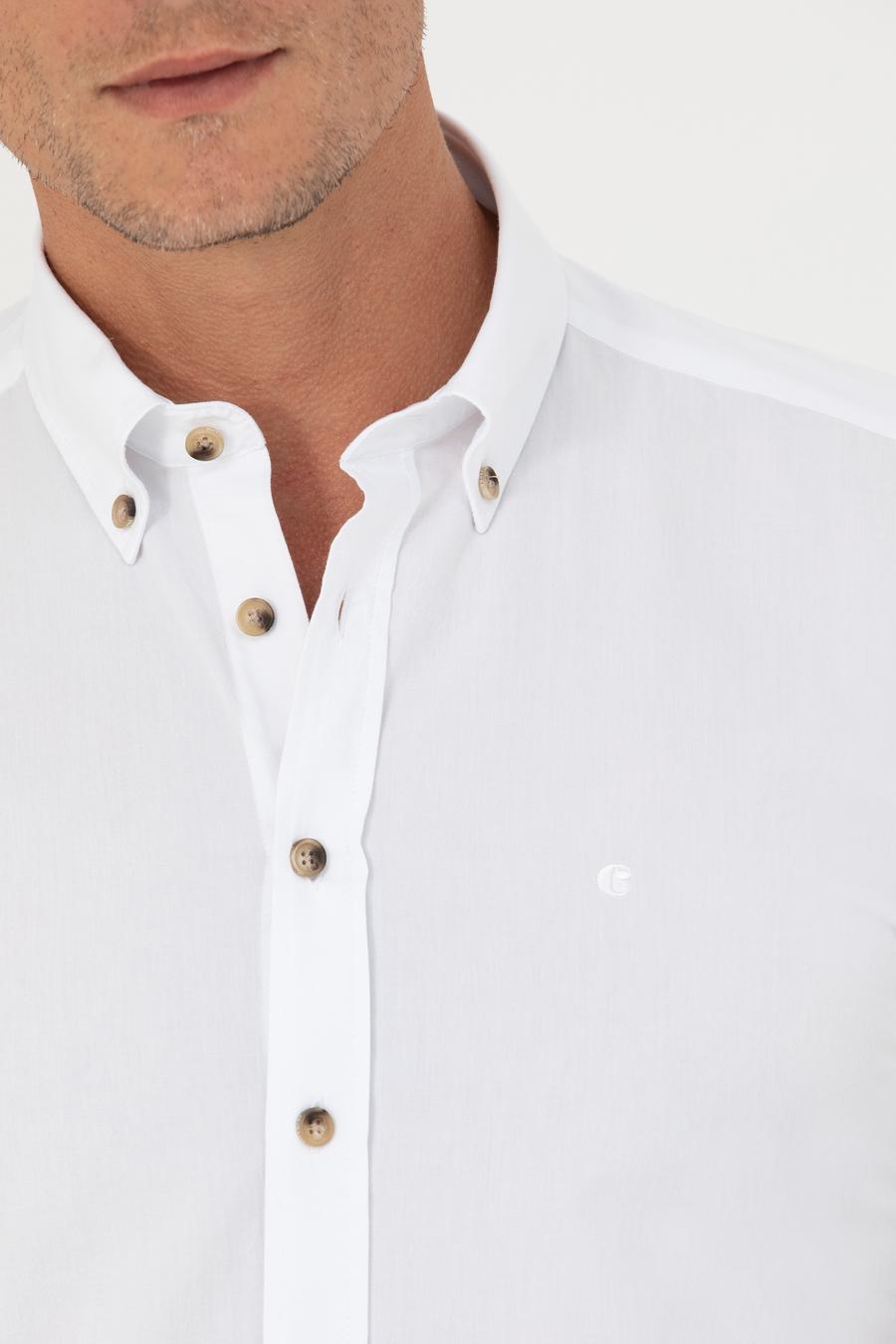 Beyaz Slim Fit Uzun Kollu Gömlek - 50265476134