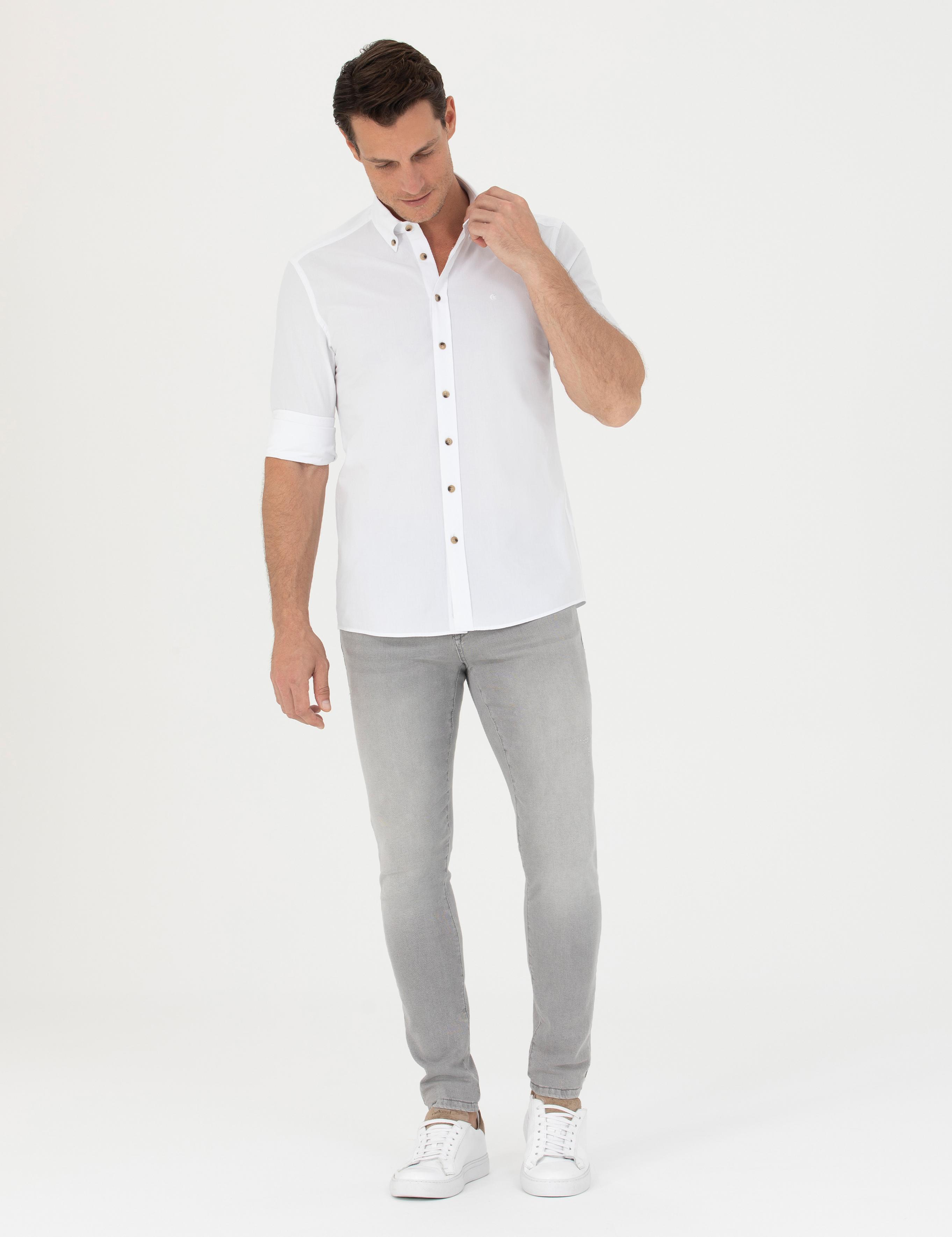 Beyaz Slim Fit Uzun Kollu Gömlek - 50265476134