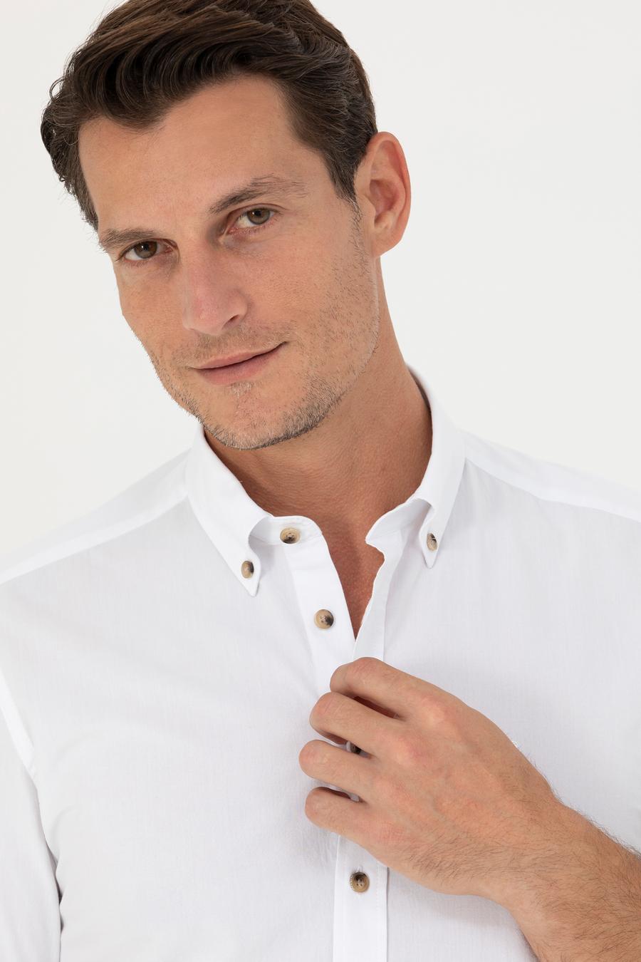 Beyaz Slim Fit Uzun Kollu Gömlek - 50265476134