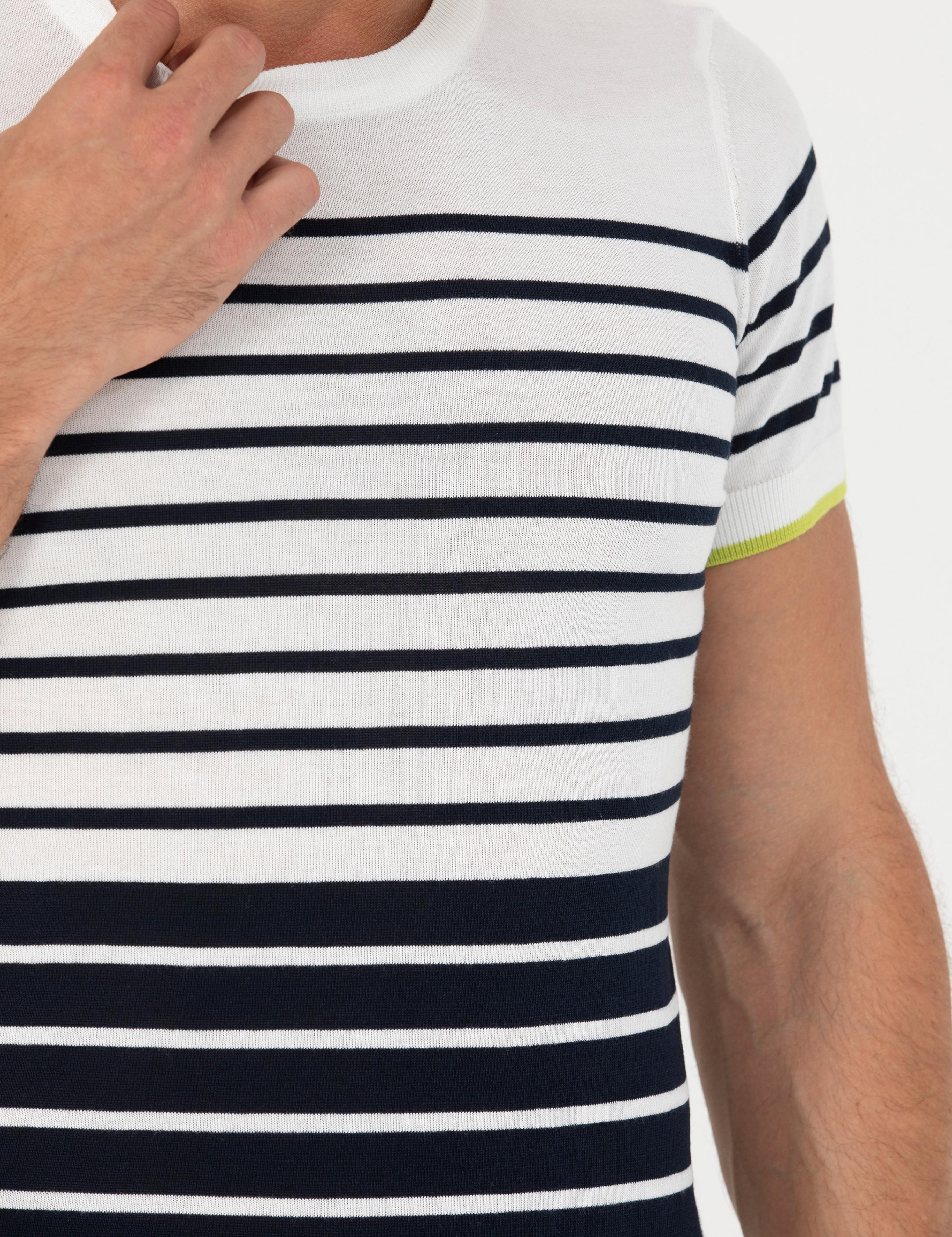 Beyaz Slim Fit Bisiklet Yaka Triko T-Shirt - 50265915010