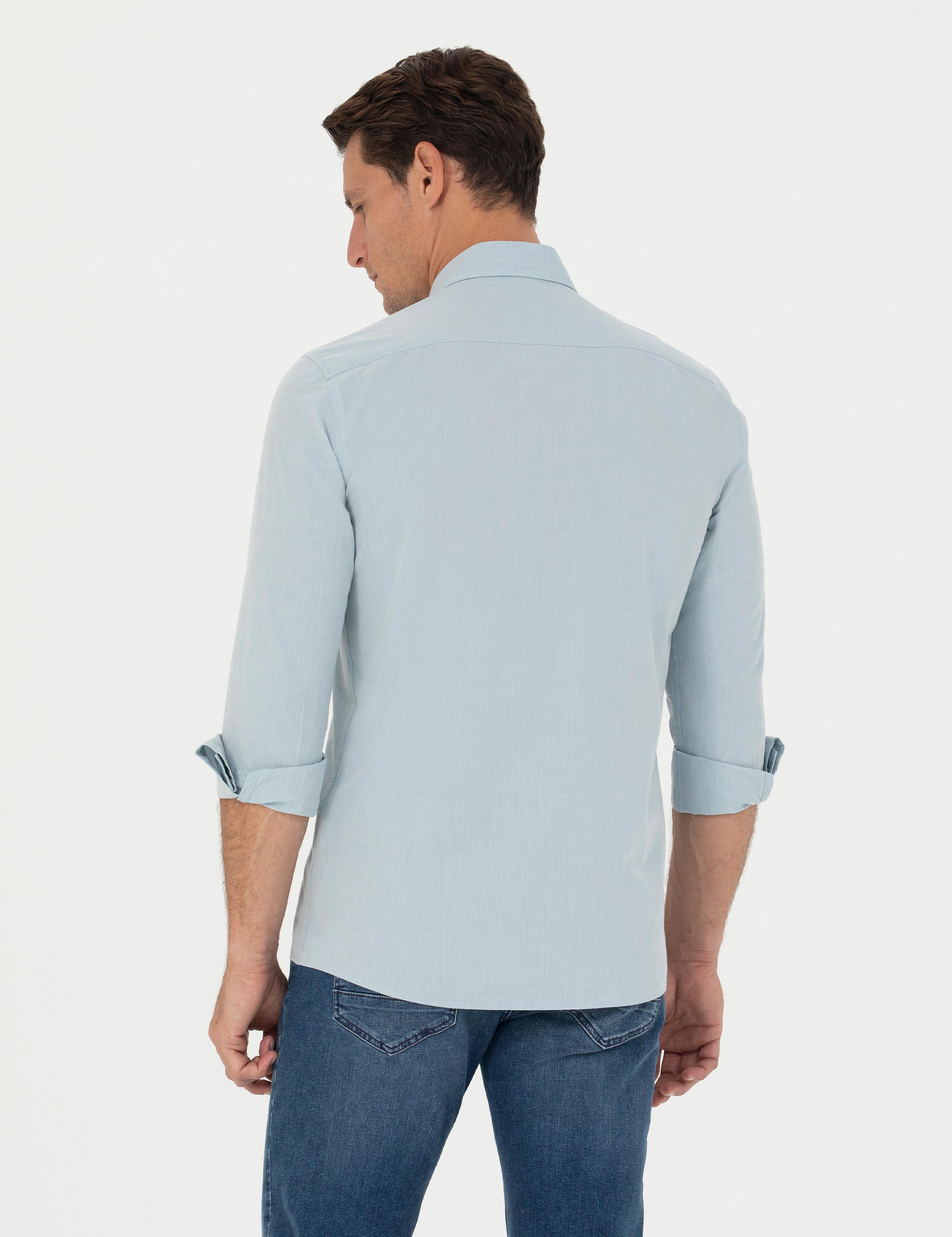 Açık Mavi Slim Fit Uzun Kollu Gömlek - 50265476117