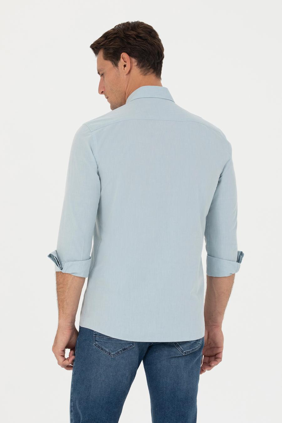 Açık Mavi Slim Fit Uzun Kollu Gömlek - 50265476117