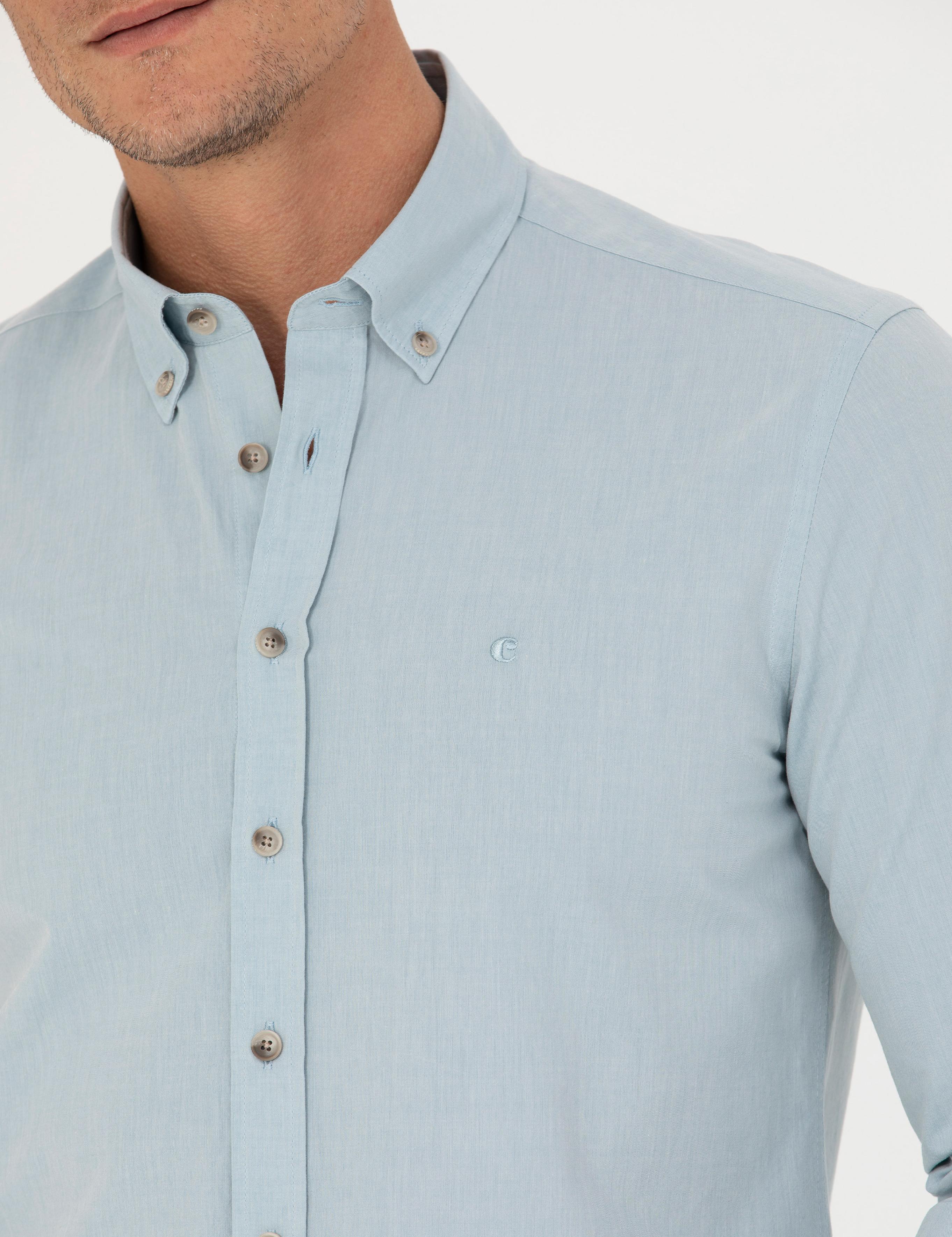 Açık Mavi Slim Fit Uzun Kollu Gömlek - 50265476117