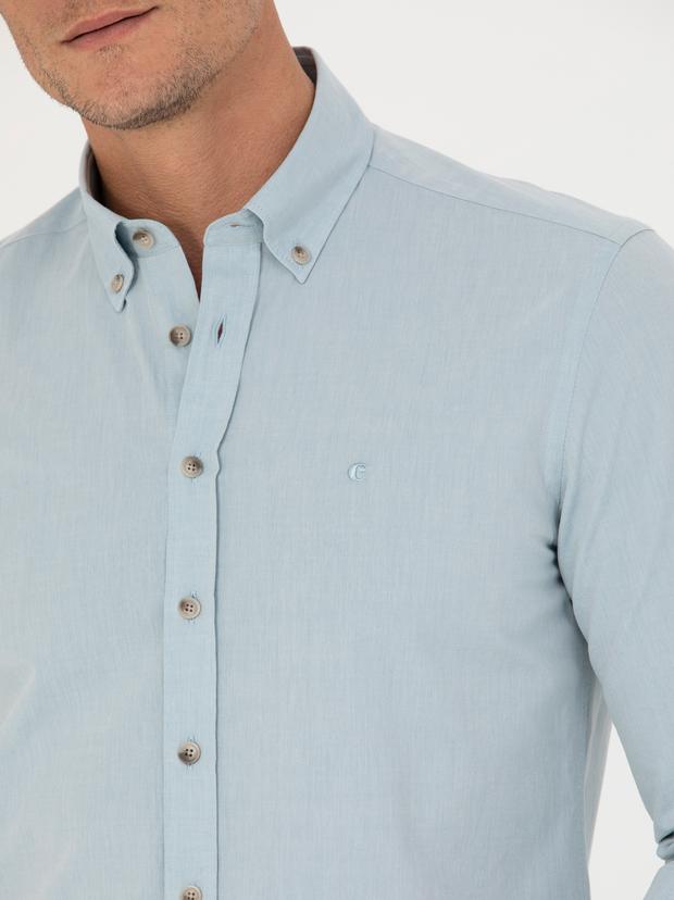 Açık Mavi Slim Fit Uzun Kollu Gömlek