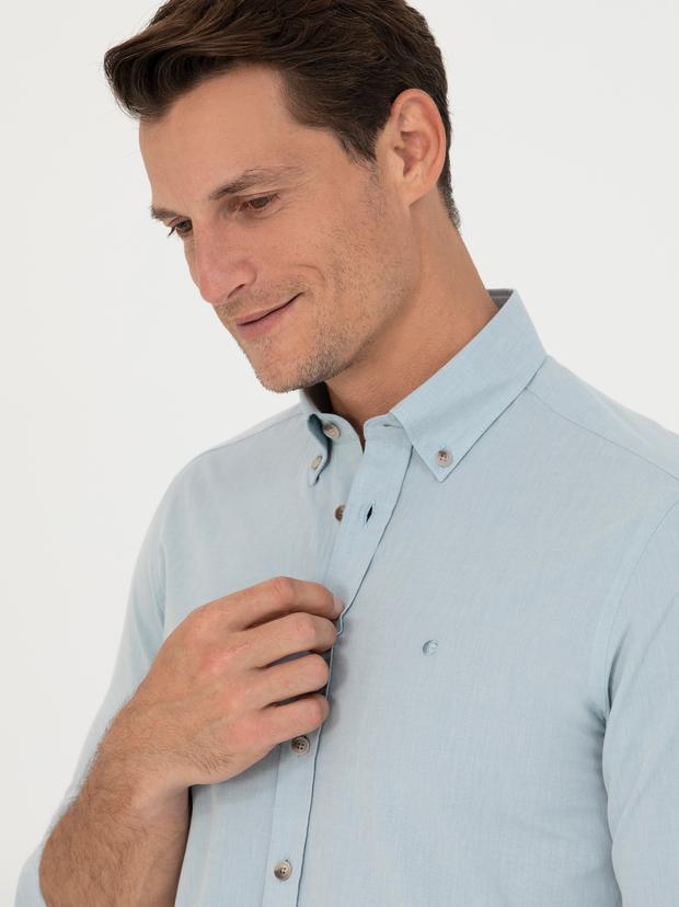Açık Mavi Slim Fit Uzun Kollu Gömlek