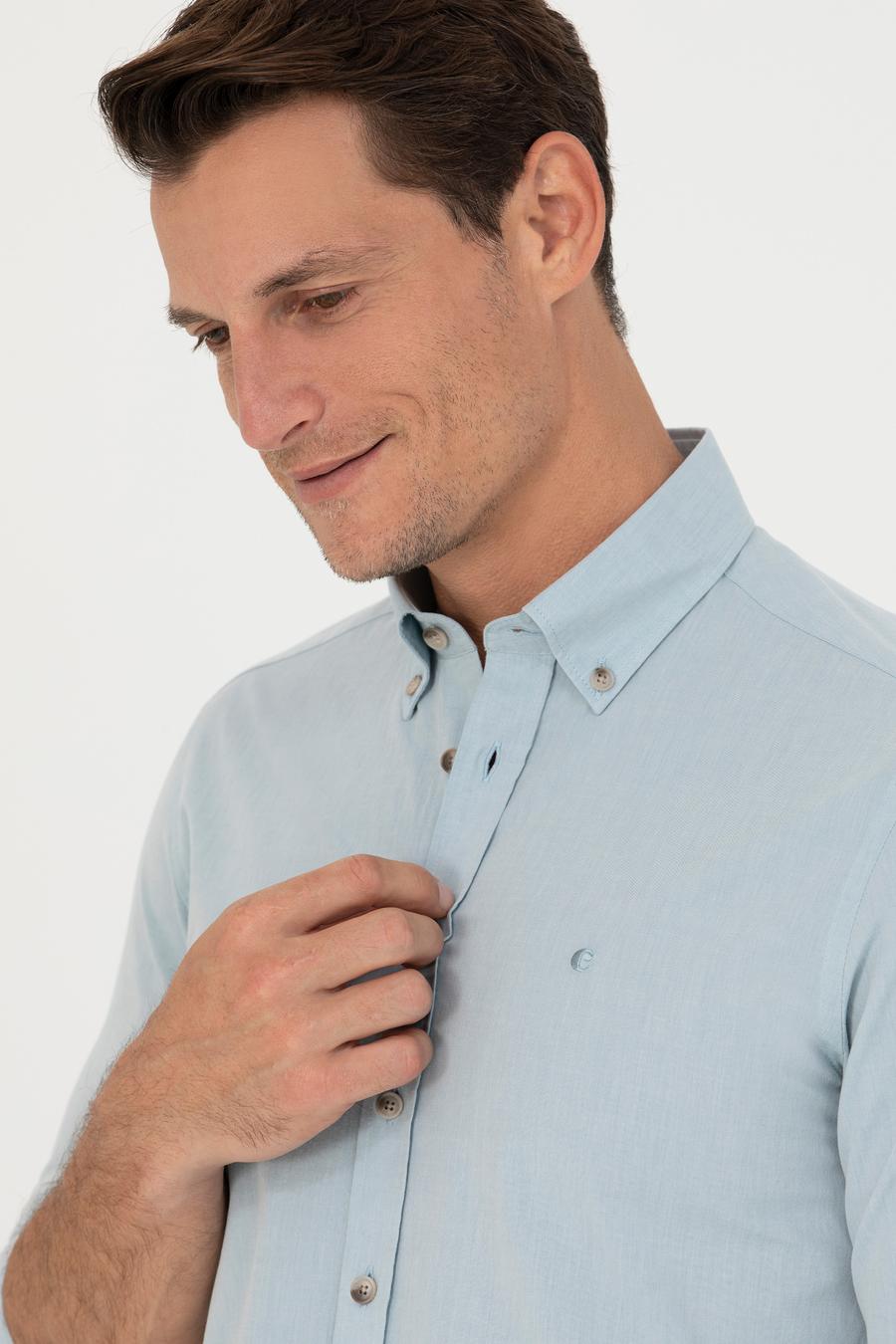 Açık Mavi Slim Fit Uzun Kollu Gömlek - 50265476117