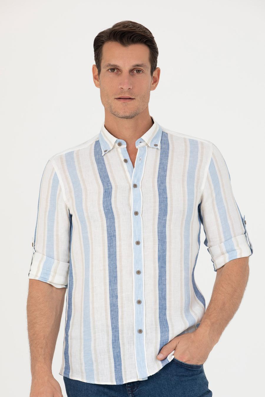 Mavi Slim Fit %100 Keten Gömlek - 50265480082