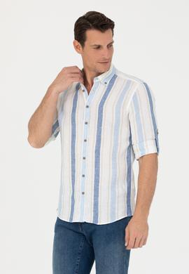 Mavi Slim Fit %100 Keten Gömlek