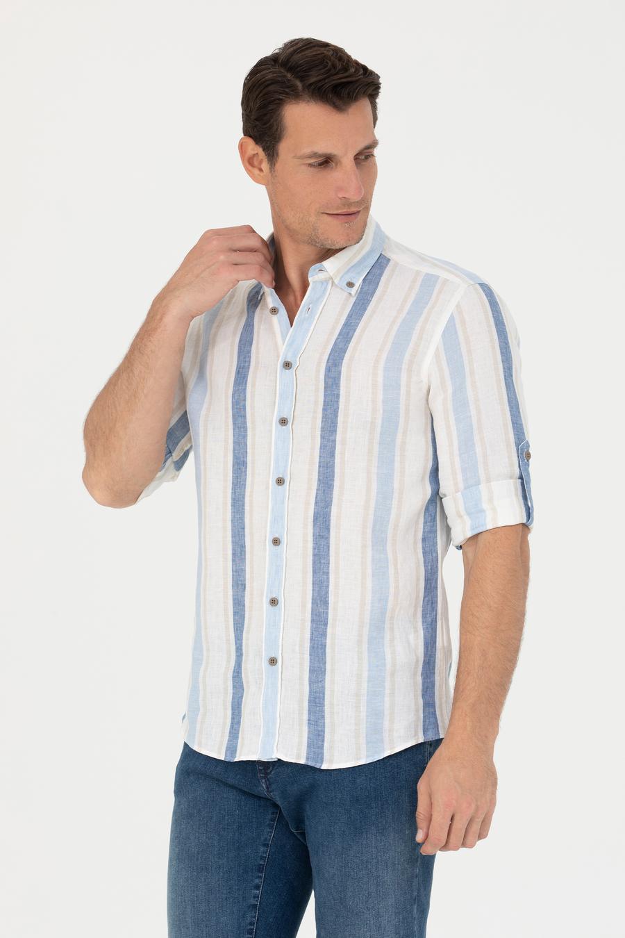 Mavi Slim Fit %100 Keten Gömlek - 50265480082