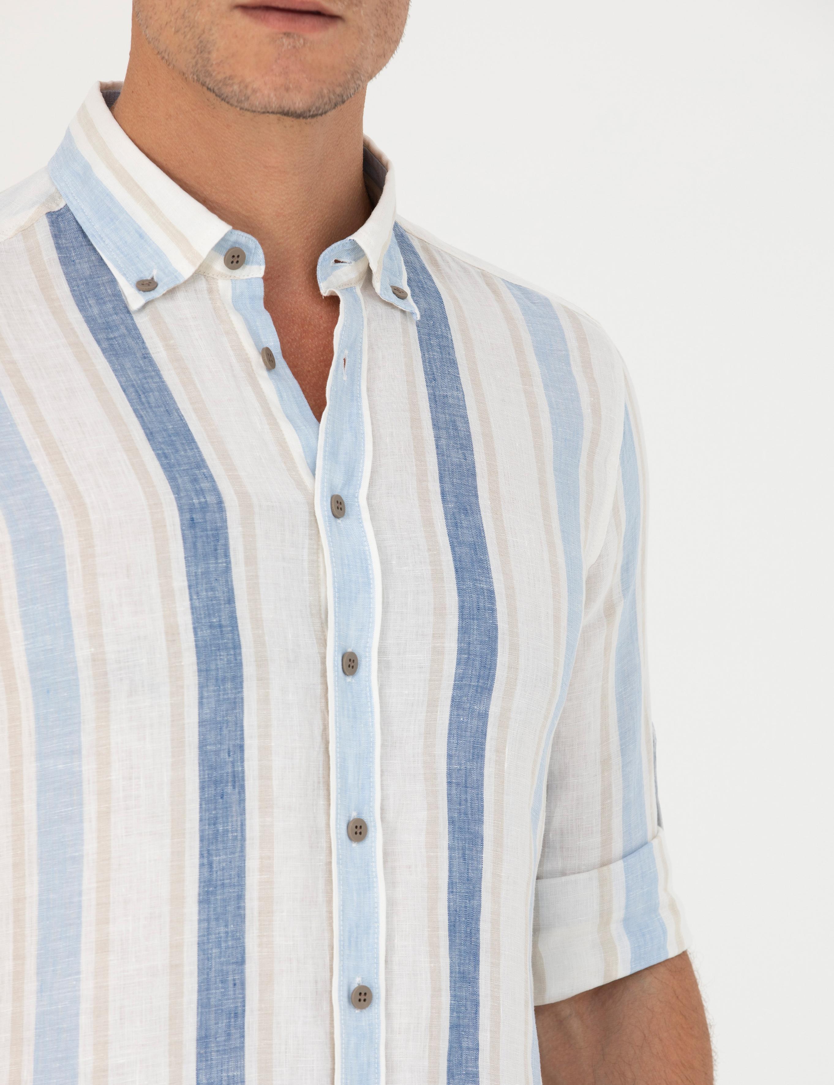 Mavi Slim Fit %100 Keten Gömlek - 50265480082