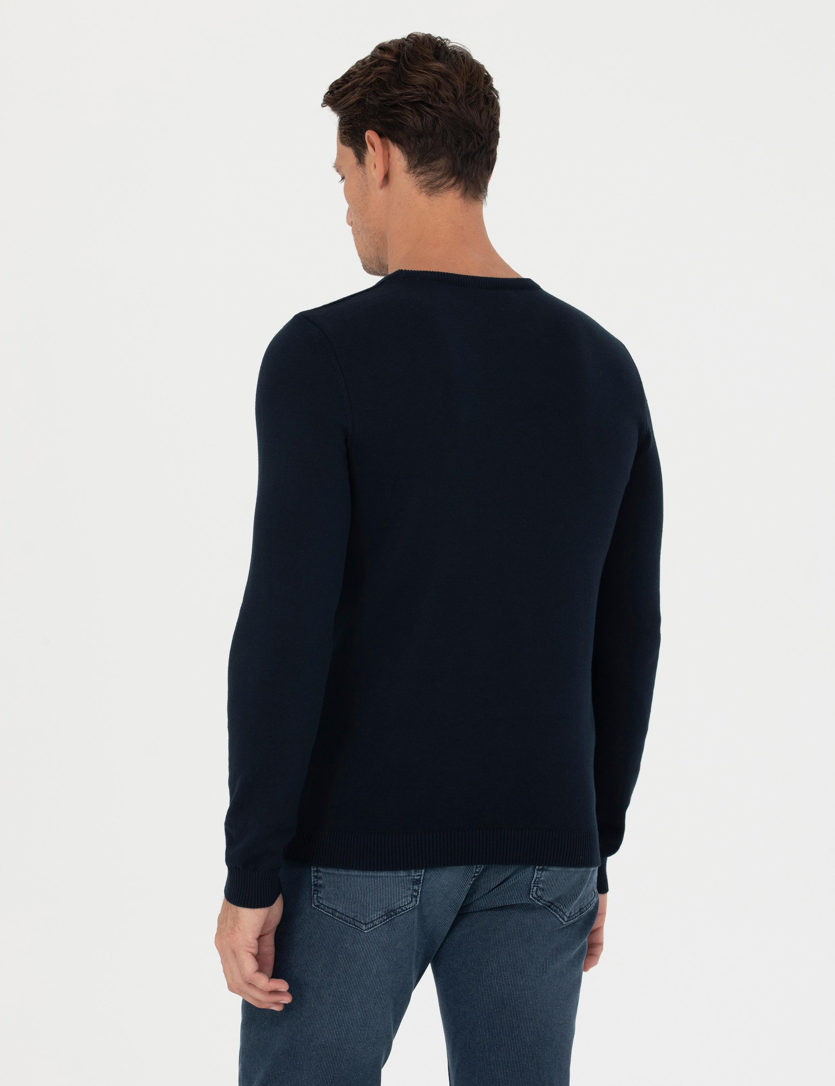 Lacivert Slim Fit Bisiklet Yaka Triko Kazak - 50270175015