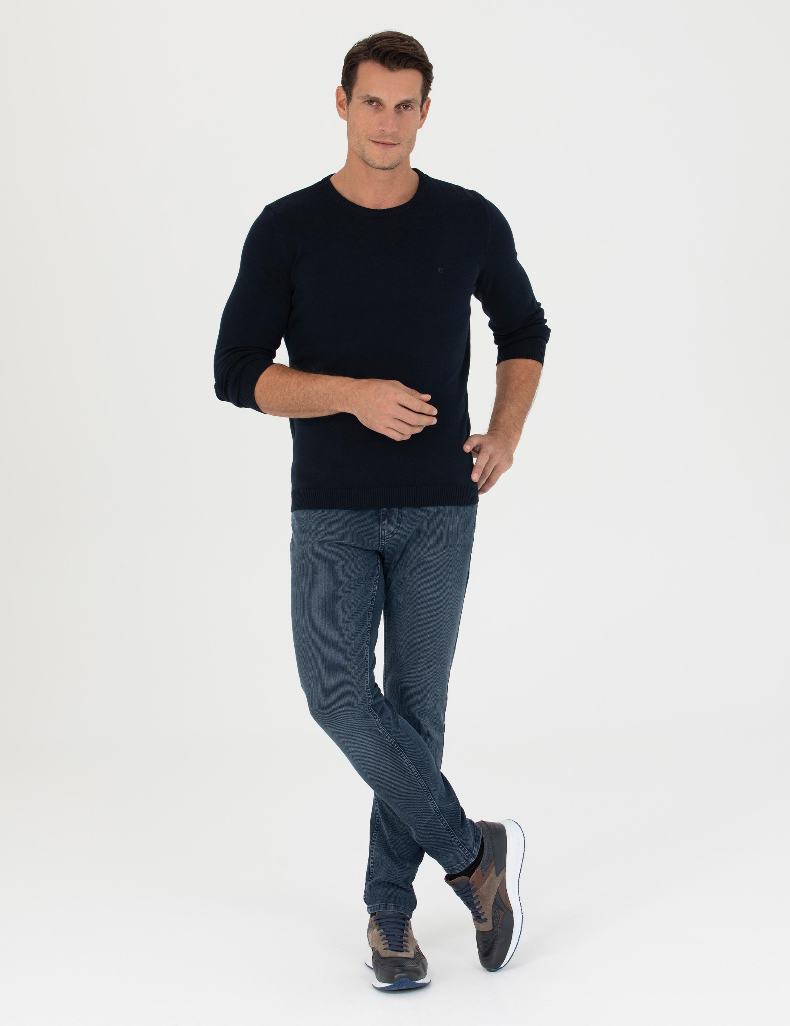 Lacivert Slim Fit Bisiklet Yaka Triko Kazak - 50270175010