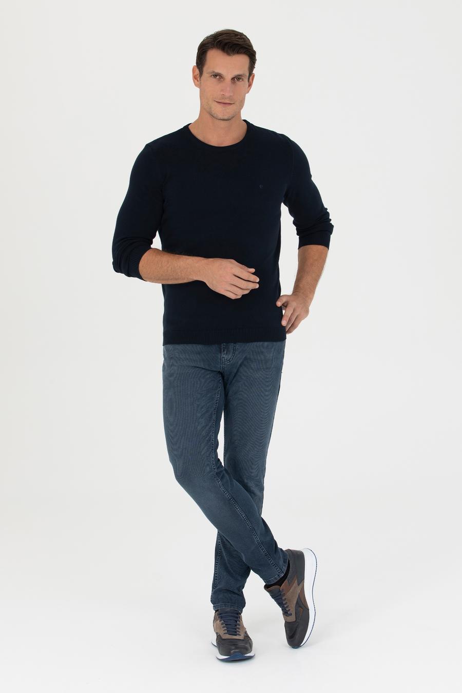 Lacivert Slim Fit Bisiklet Yaka Triko Kazak - 50270175010