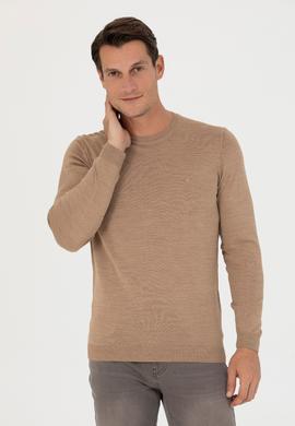 Camel Slim Fit Bisiklet Yaka Triko Kazak