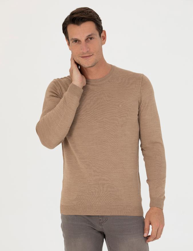 Camel Slim Fit Bisiklet Yaka Triko Kazak