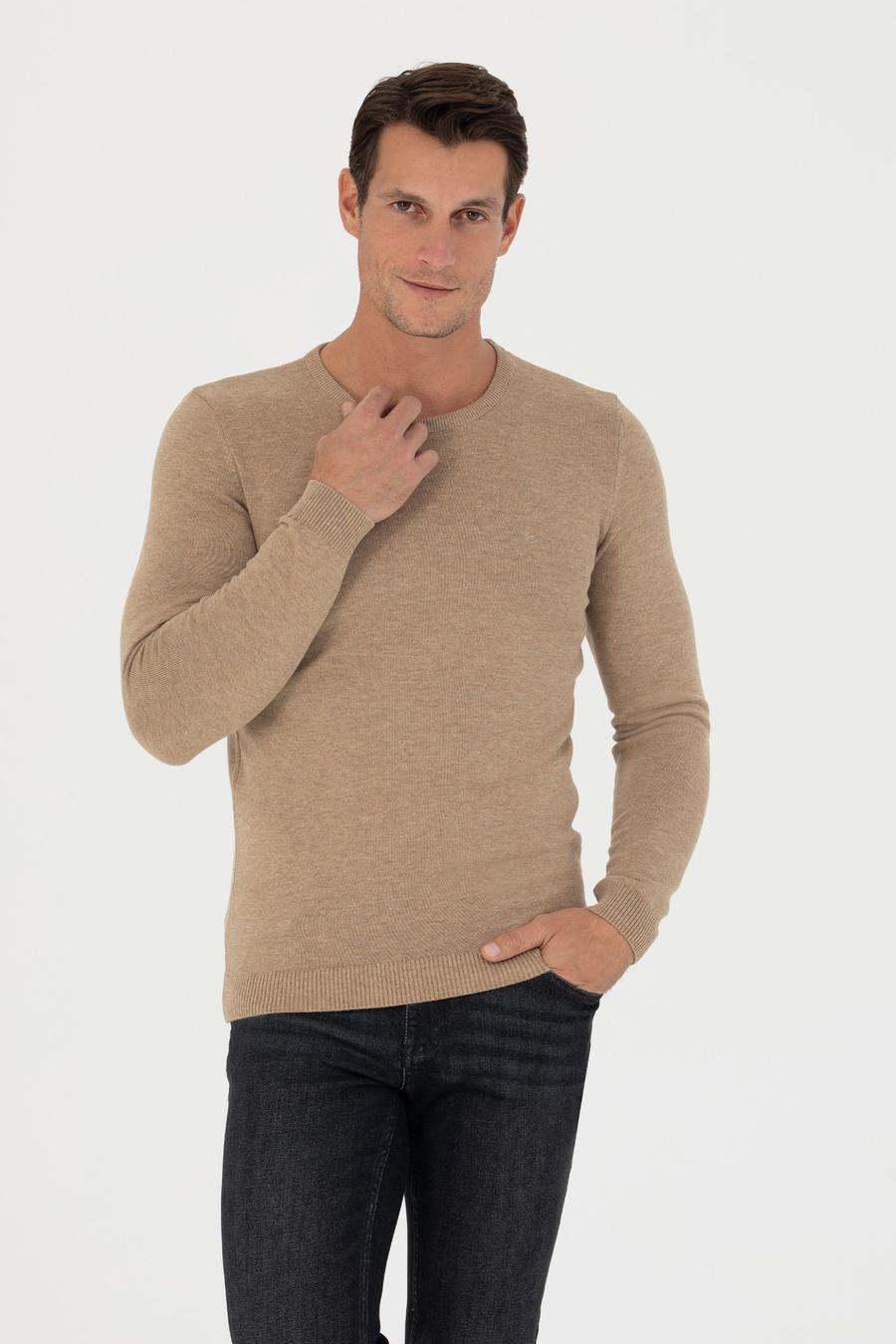 Camel Slim Fit Bisiklet Yaka Triko Kazak - 50270175057