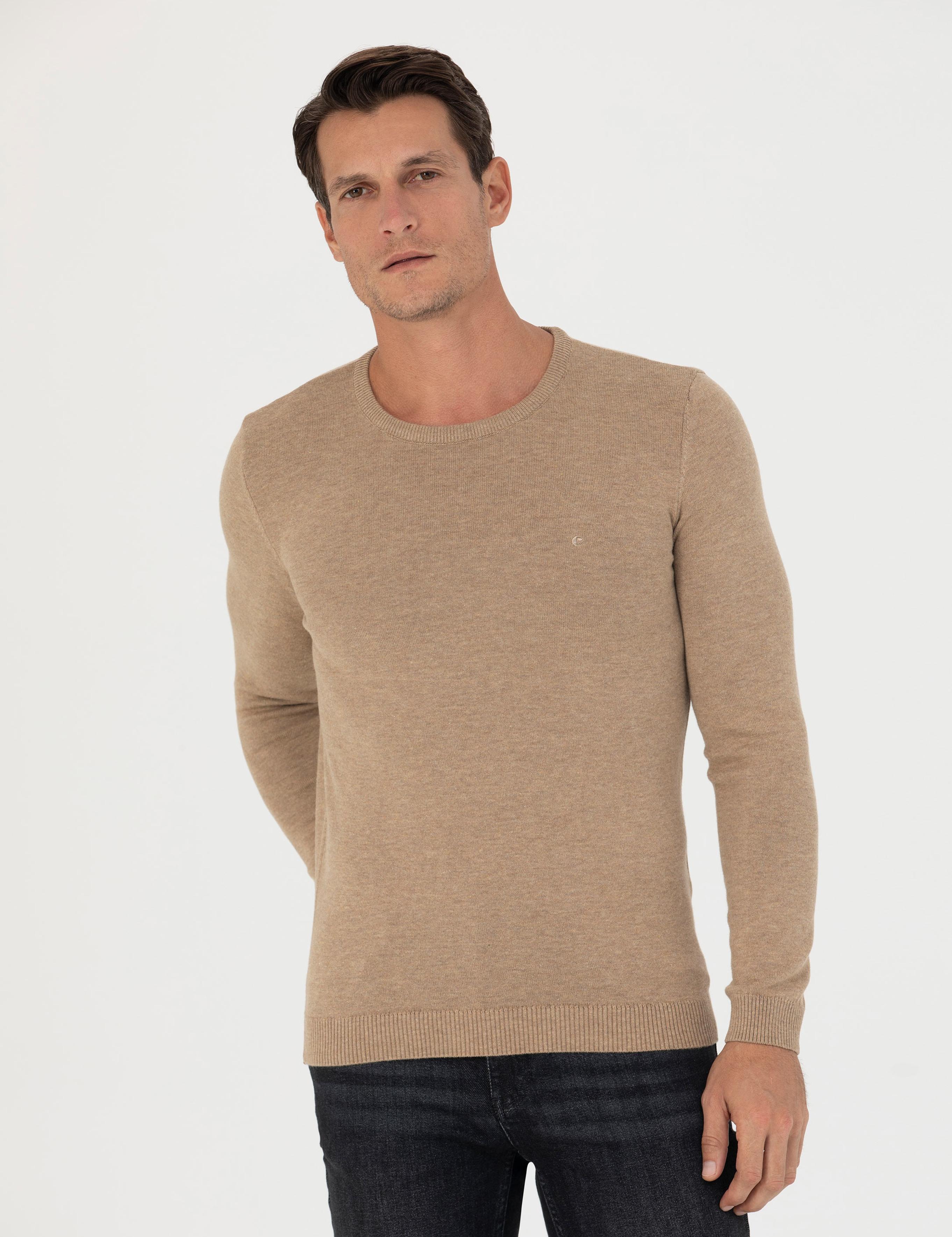 Camel Slim Fit Bisiklet Yaka Triko Kazak - 50270175057