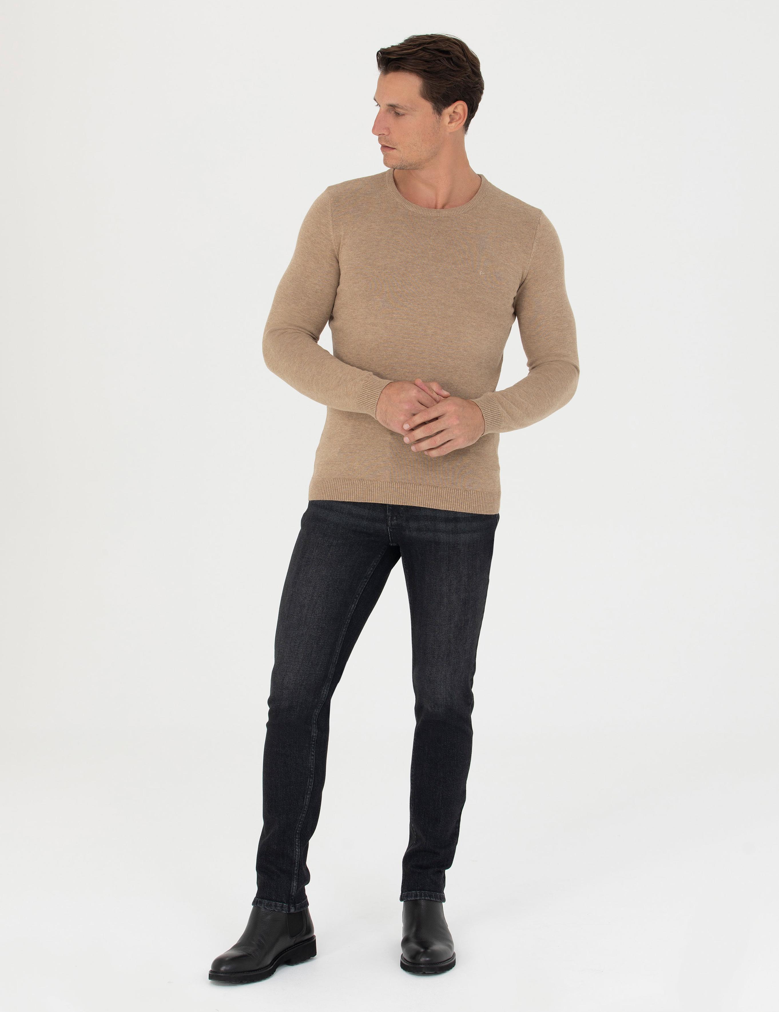 Camel Slim Fit Bisiklet Yaka Triko Kazak - 50270175057