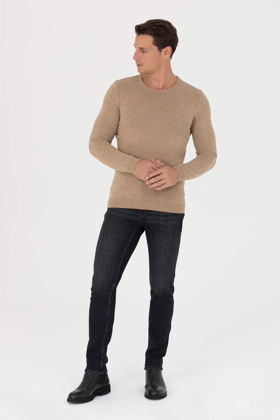 Camel Slim Fit Bisiklet Yaka Triko Kazak - 50270175057