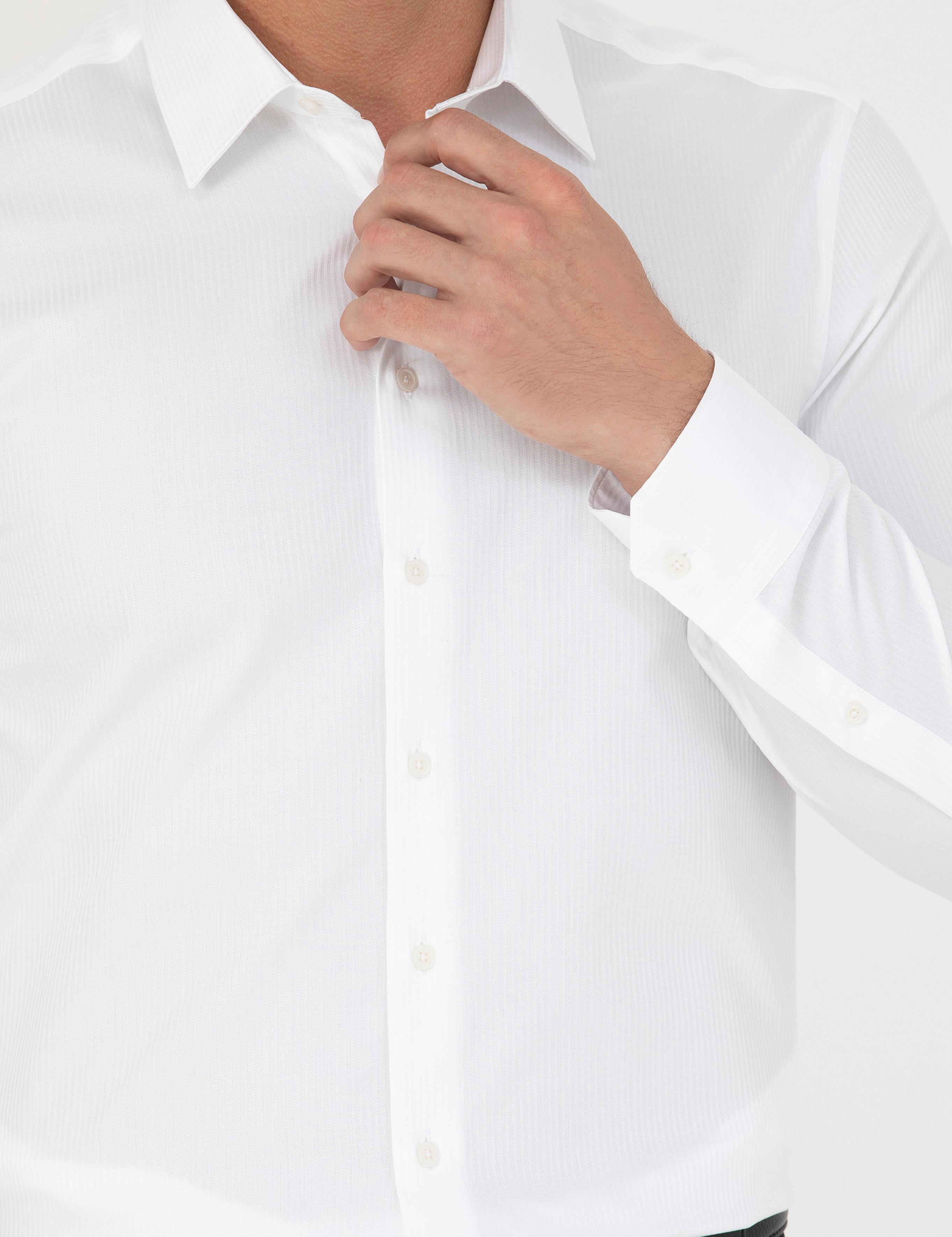 Beyaz Slim Fit Uzun Kollu Gömlek - 50280192004