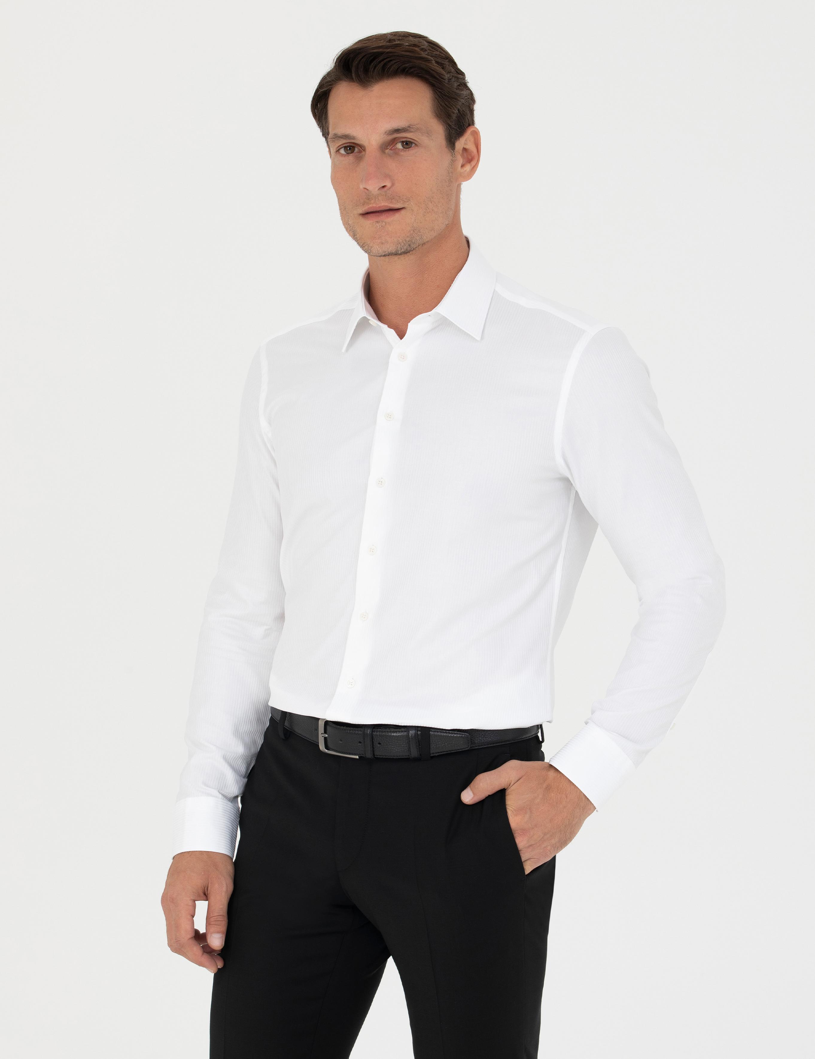 Beyaz Slim Fit Uzun Kollu Gömlek - 50280192004