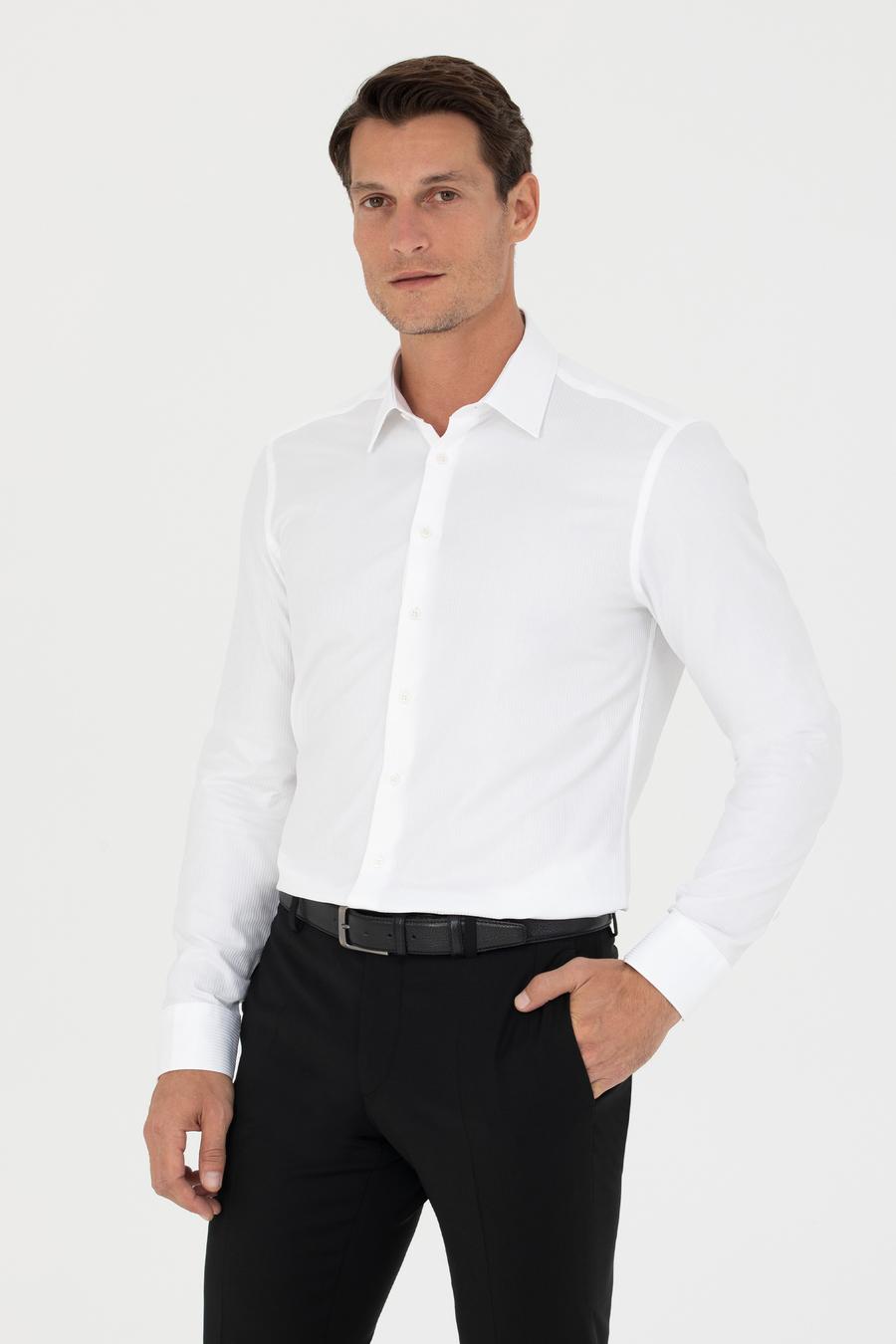 Beyaz Slim Fit Uzun Kollu Gömlek - 50280192004