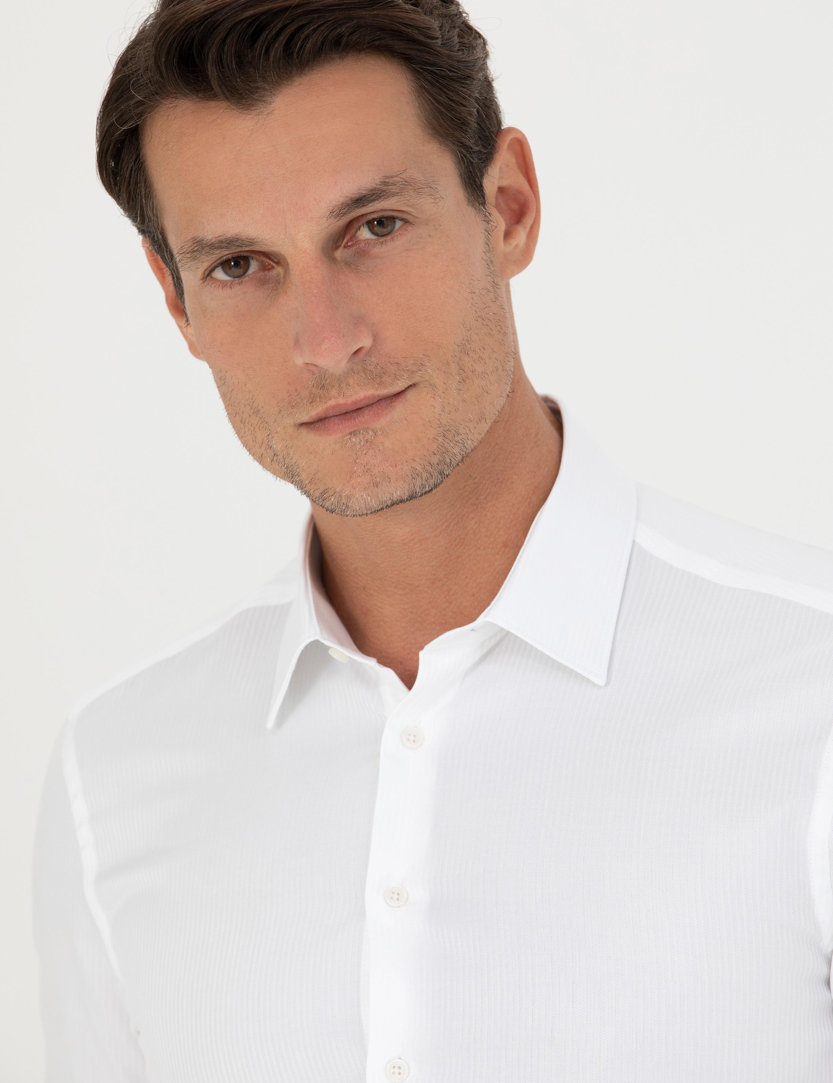 Beyaz Slim Fit Uzun Kollu Gömlek - 50280192004