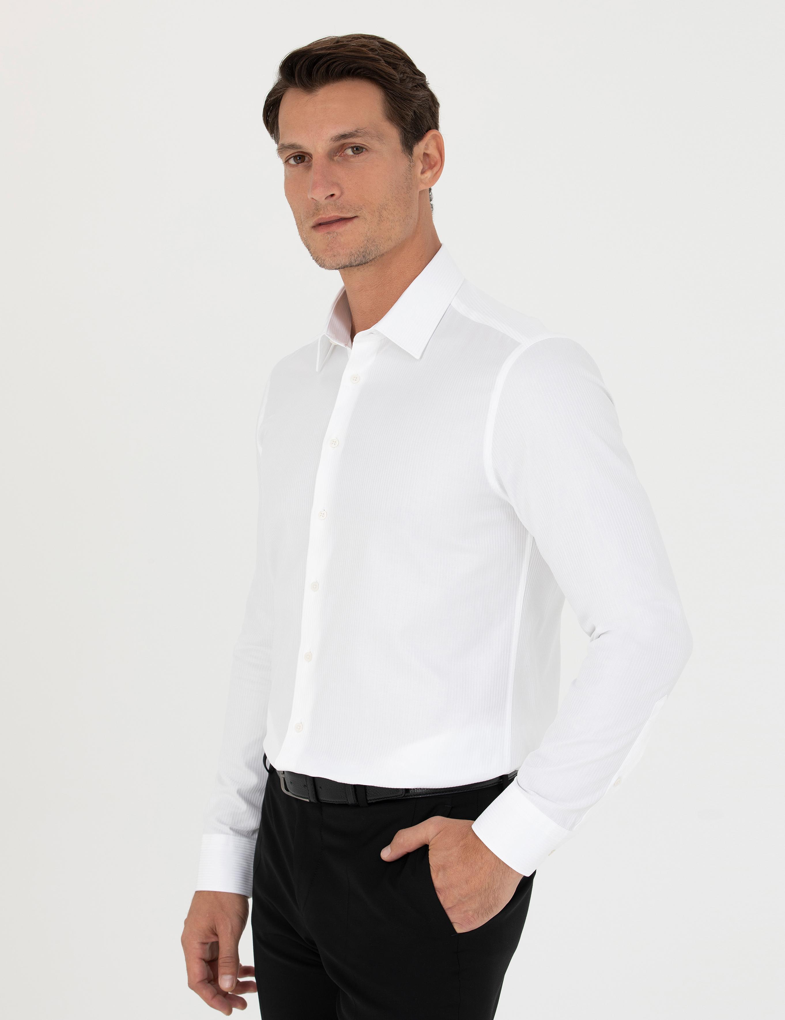 Beyaz Slim Fit Uzun Kollu Gömlek - 50280192004