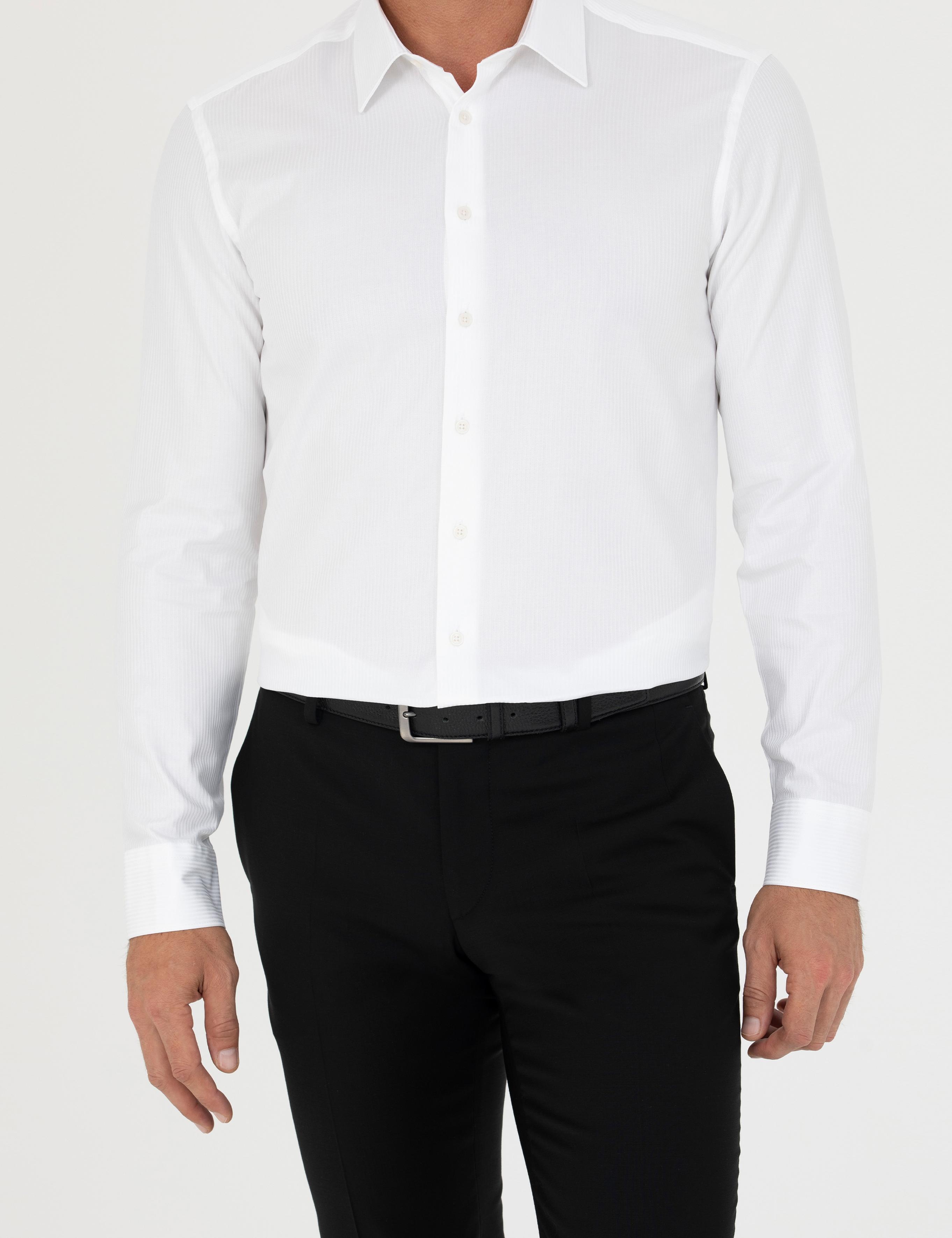 Beyaz Slim Fit Uzun Kollu Gömlek - 50280192004