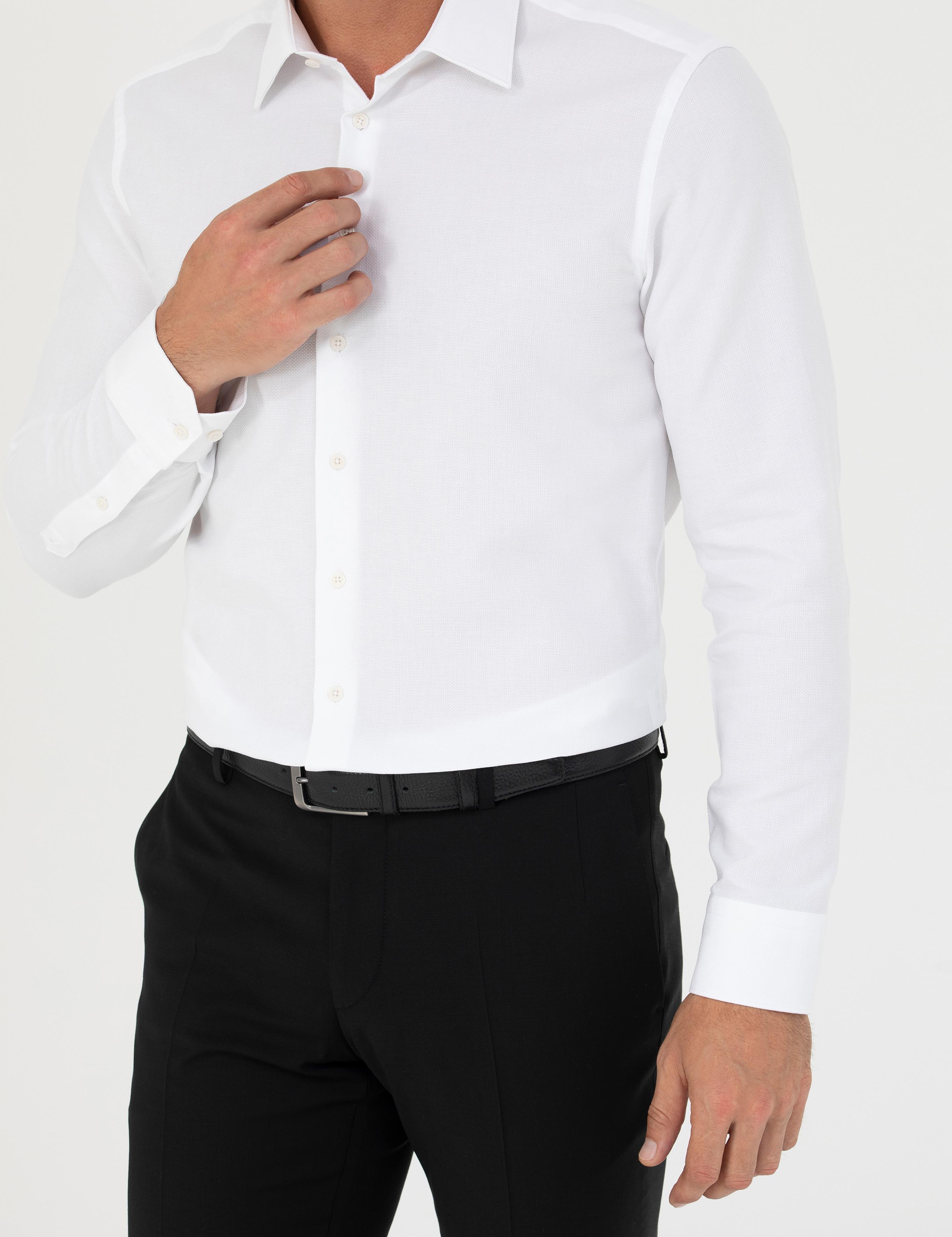 Beyaz Slim Fit Uzun Kollu Gömlek - 50279881005