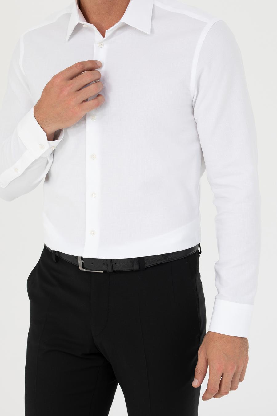 Beyaz Slim Fit Uzun Kollu Gömlek - 50279881005
