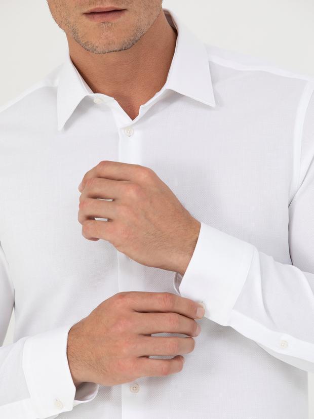 Beyaz Slim Fit Uzun Kollu Gömlek