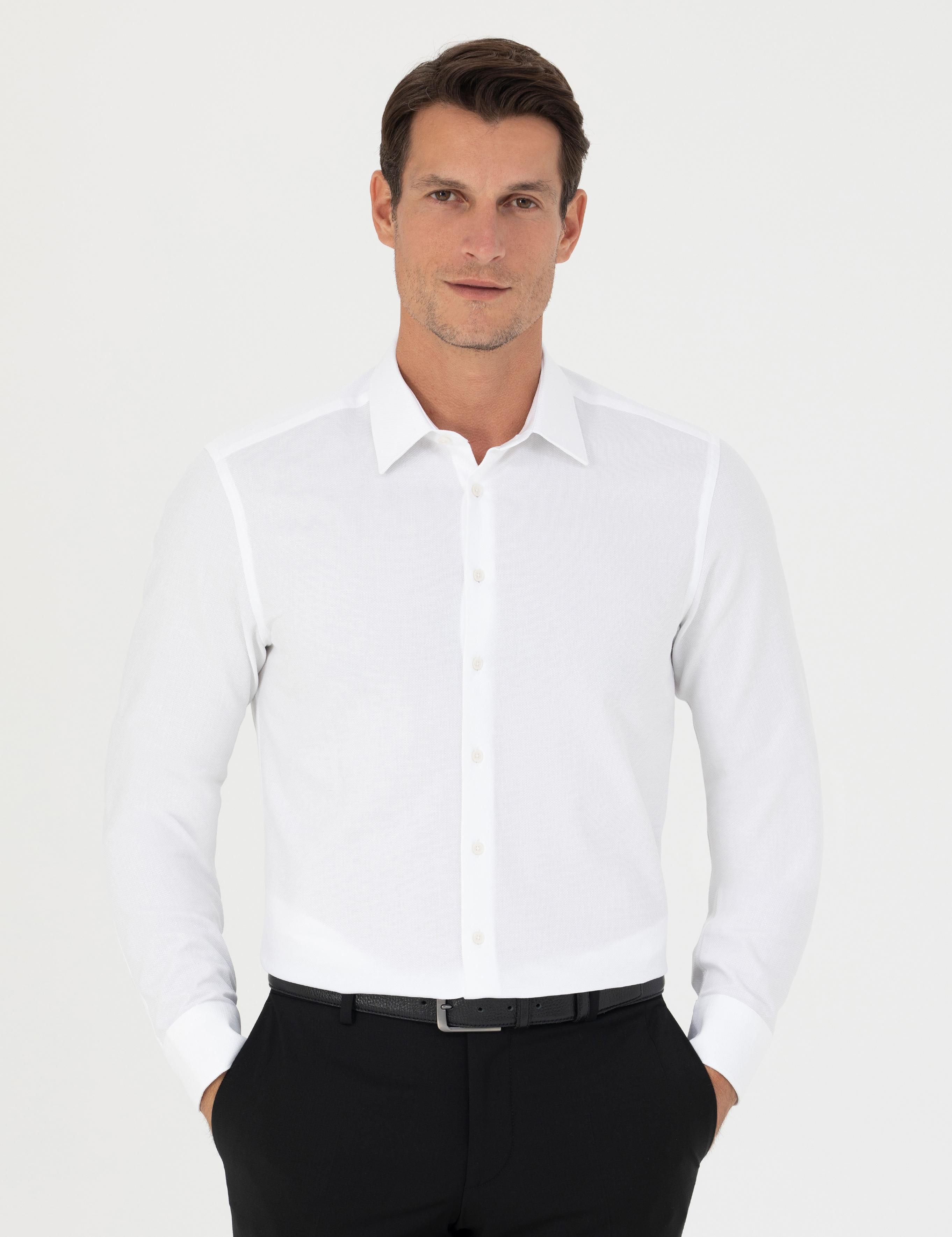 Beyaz Slim Fit Uzun Kollu Gömlek - 50279881005