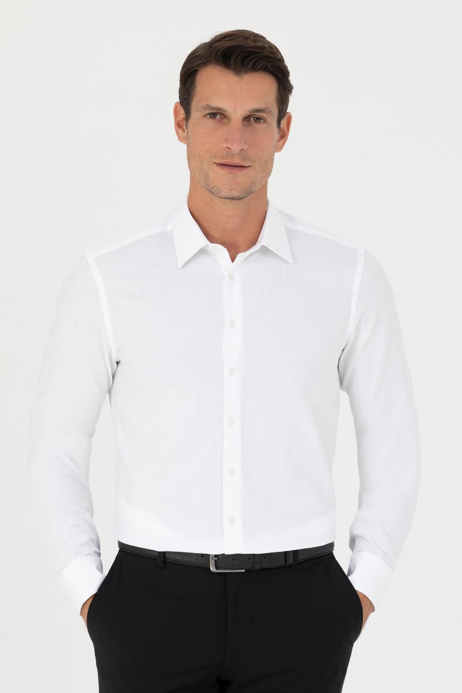 Beyaz Slim Fit Uzun Kollu Gömlek - 50279881005