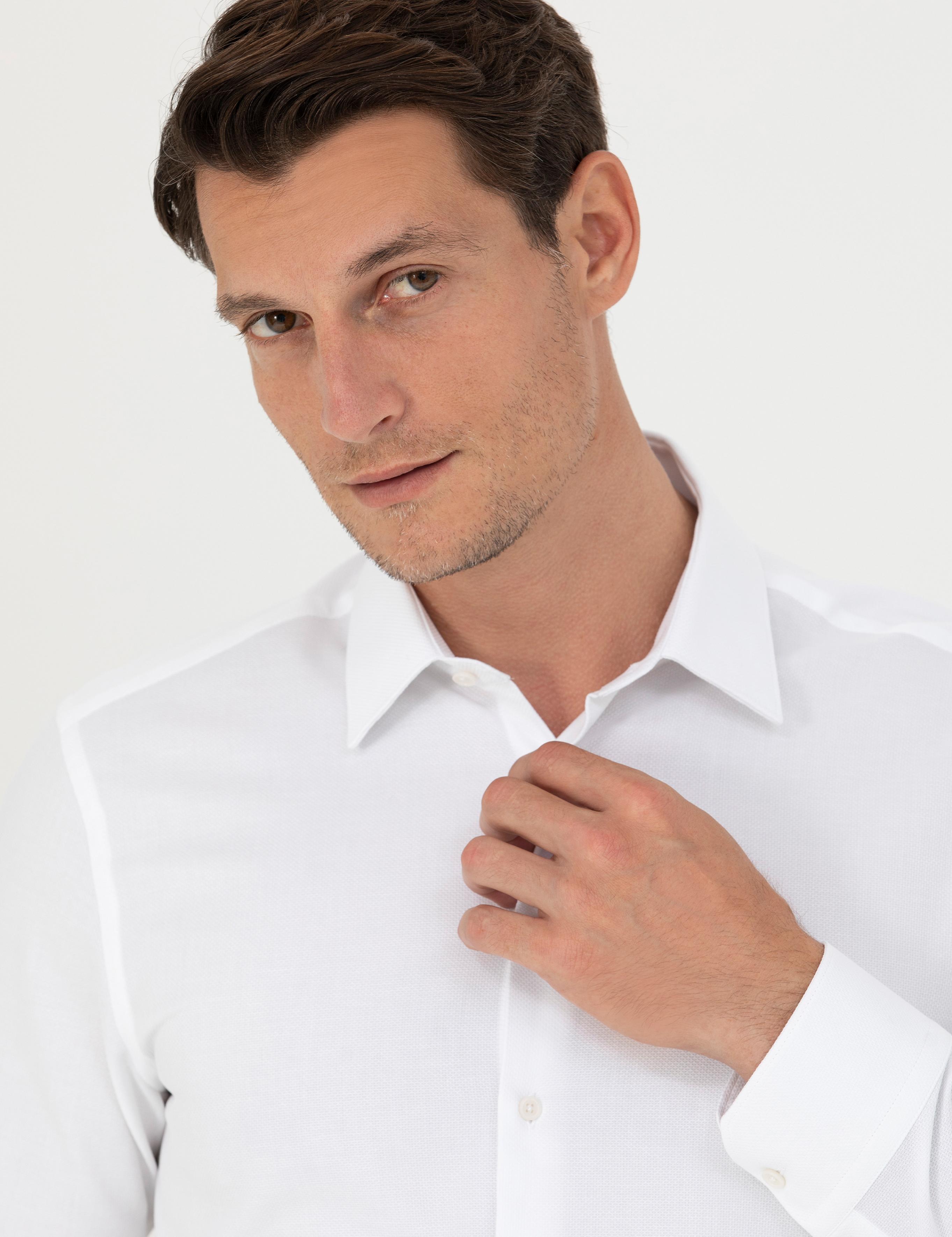 Beyaz Slim Fit Uzun Kollu Gömlek - 50279881005