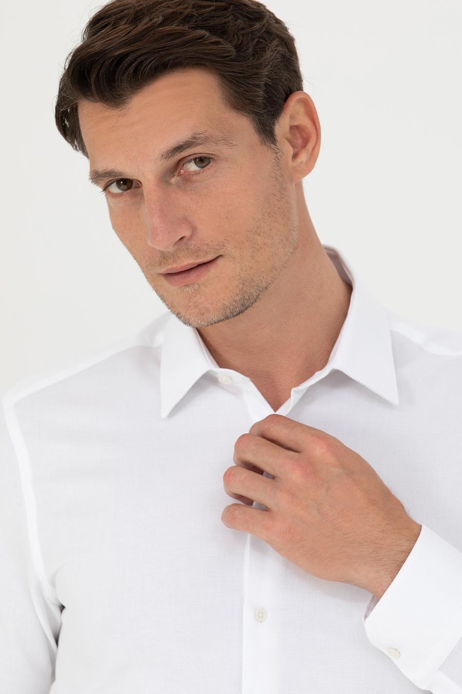 Beyaz Slim Fit Uzun Kollu Gömlek - 50279881005