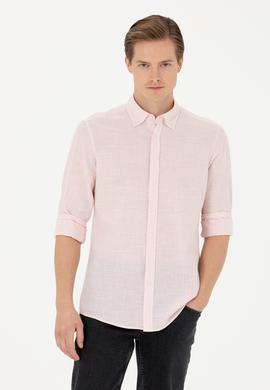 Somon Slim Fit %100 Pamuk Çizgili Gömlek