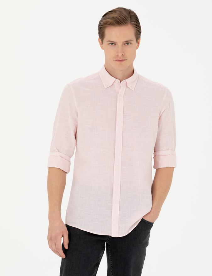 Somon Slim Fit %100 Pamuk Çizgili Gömlek