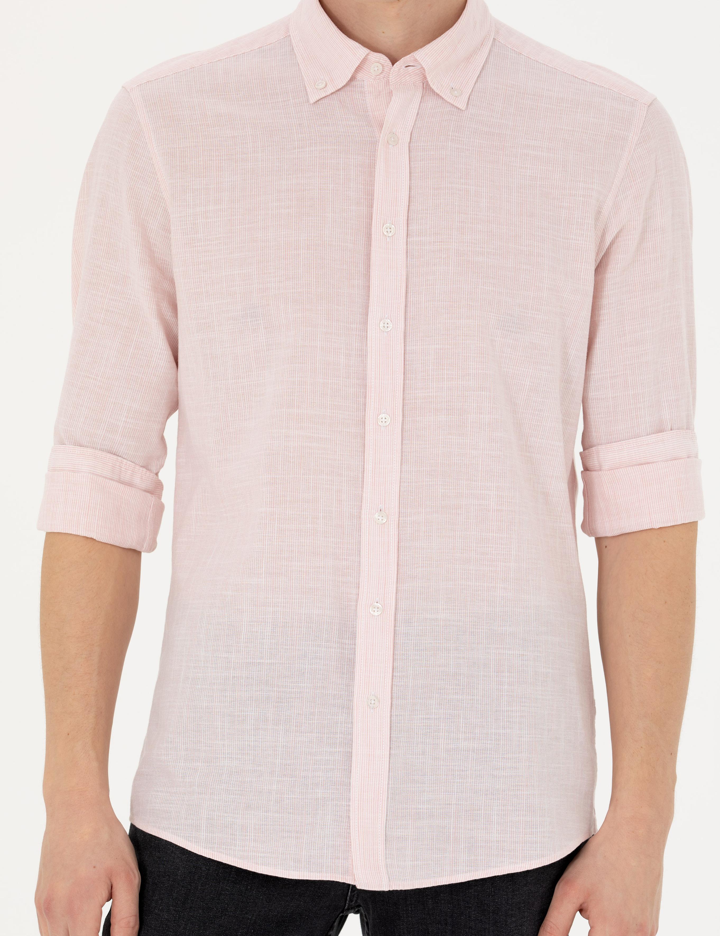 Somon Slim Fit %100 Pamuk Çizgili Gömlek - 50253923083