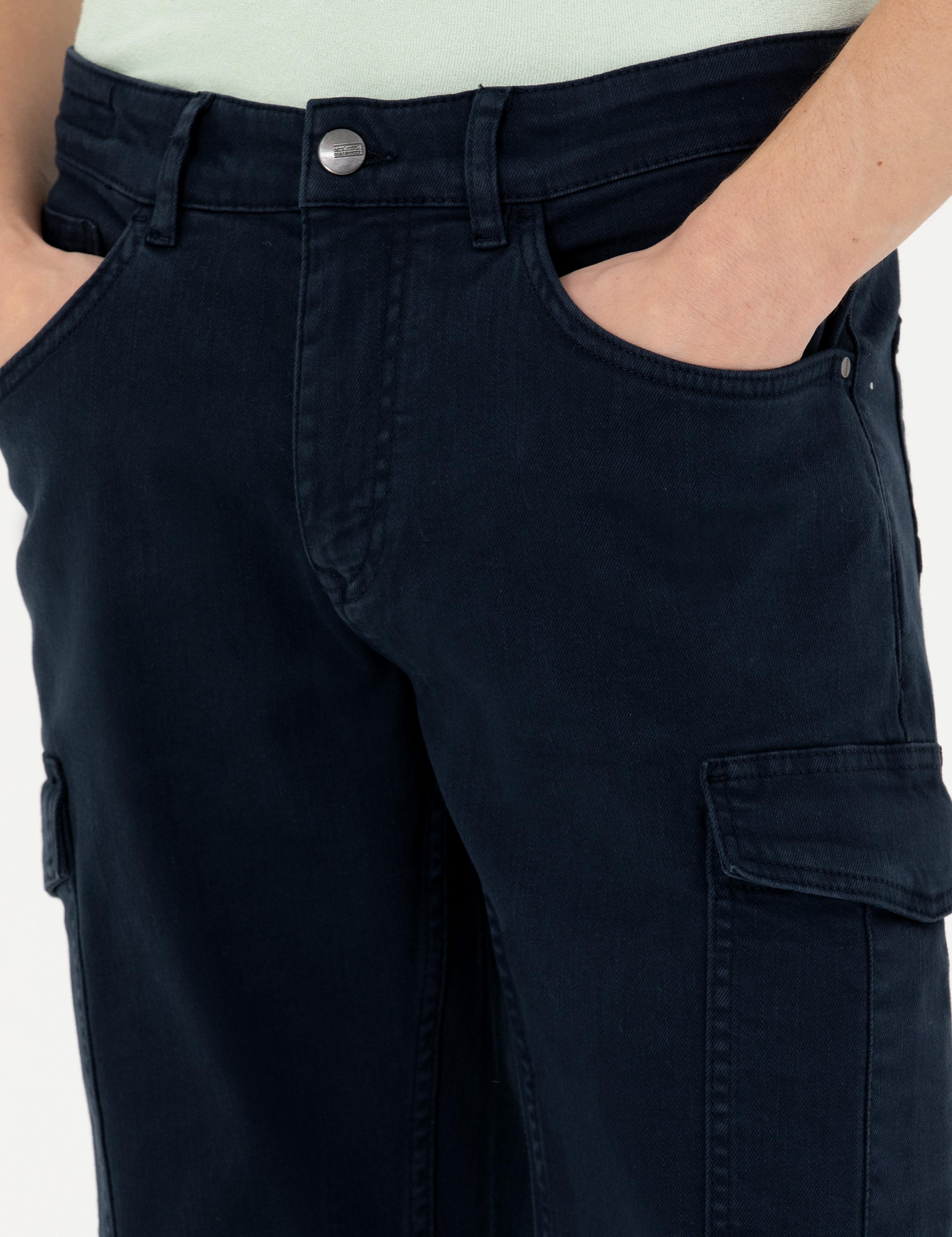 Lacivert Slim Fit Jean Bermuda Şort - 50269605039