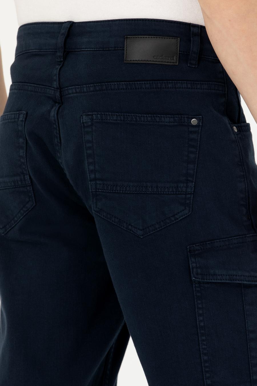 Lacivert Slim Fit Jean Bermuda Şort - 50269605039