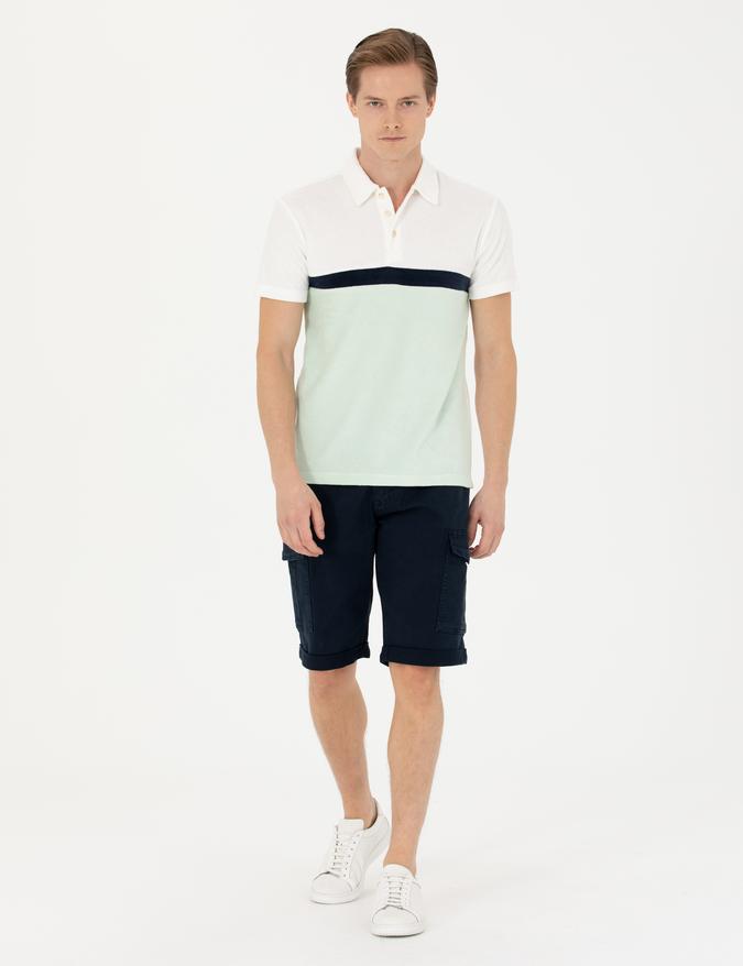 Lacivert Slim Fit Jean Bermuda Şort
