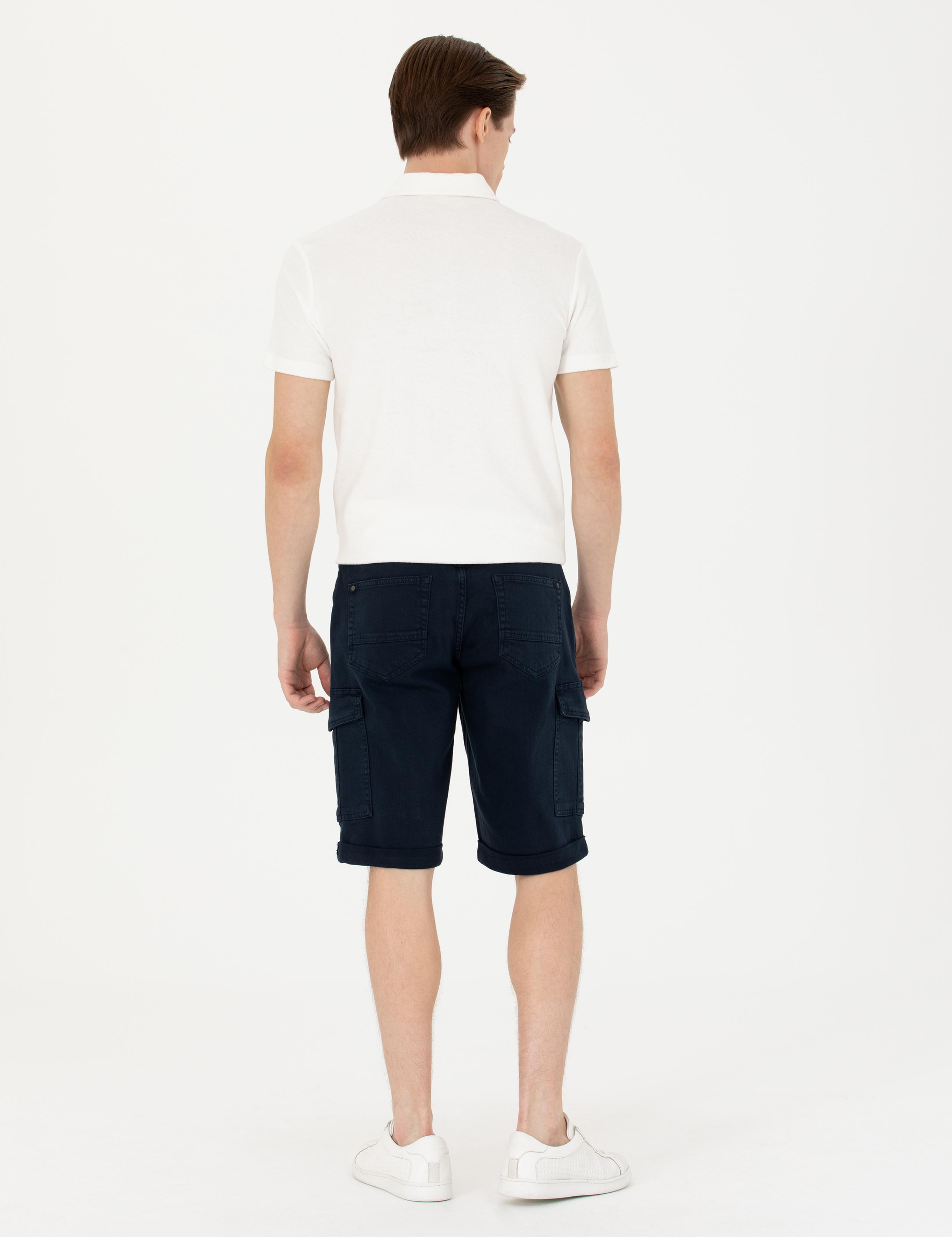 Lacivert Slim Fit Jean Bermuda Şort - 50269605039
