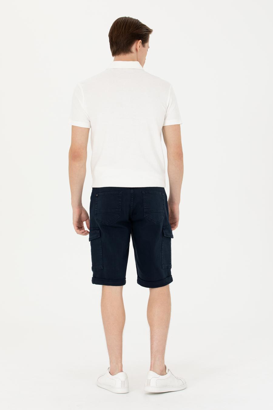 Lacivert Slim Fit Jean Bermuda Şort - 50269605039