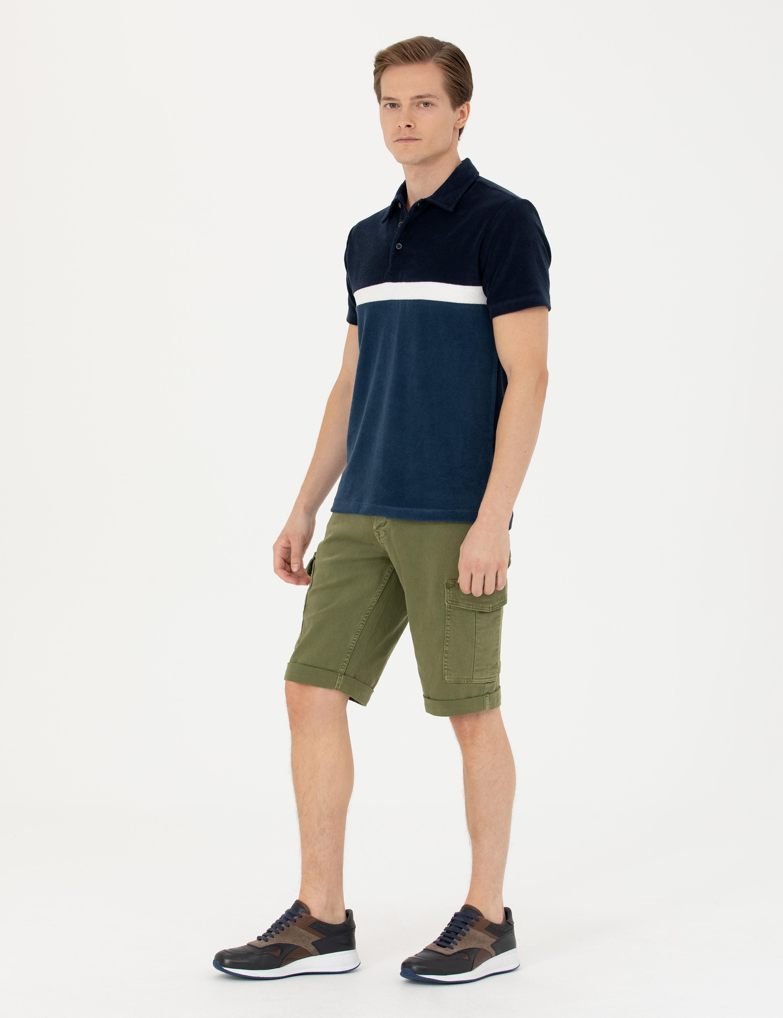Haki Slim Fit Jean Bermuda Şort - 50269605036