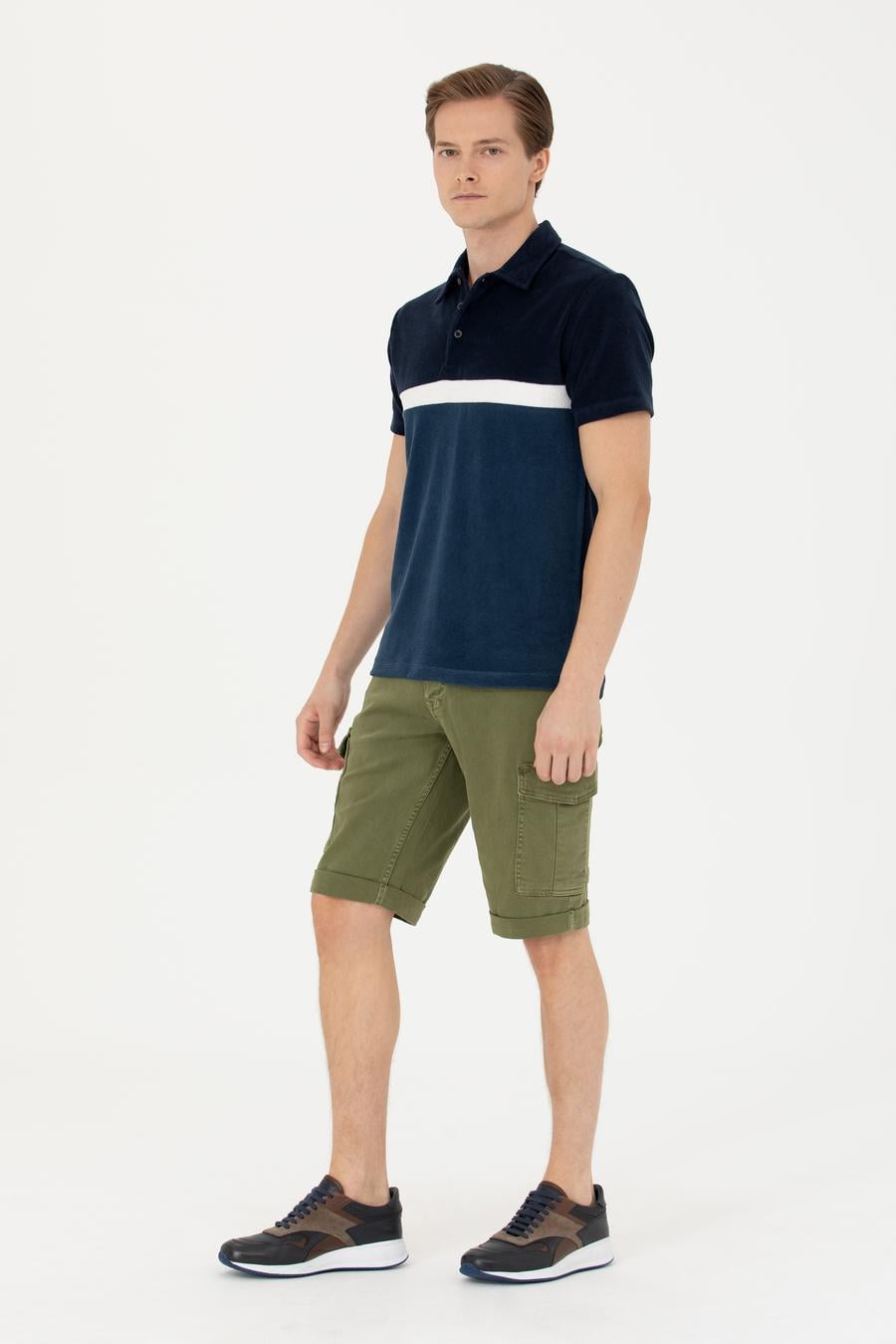 Haki Slim Fit Jean Bermuda Şort - 50269605036