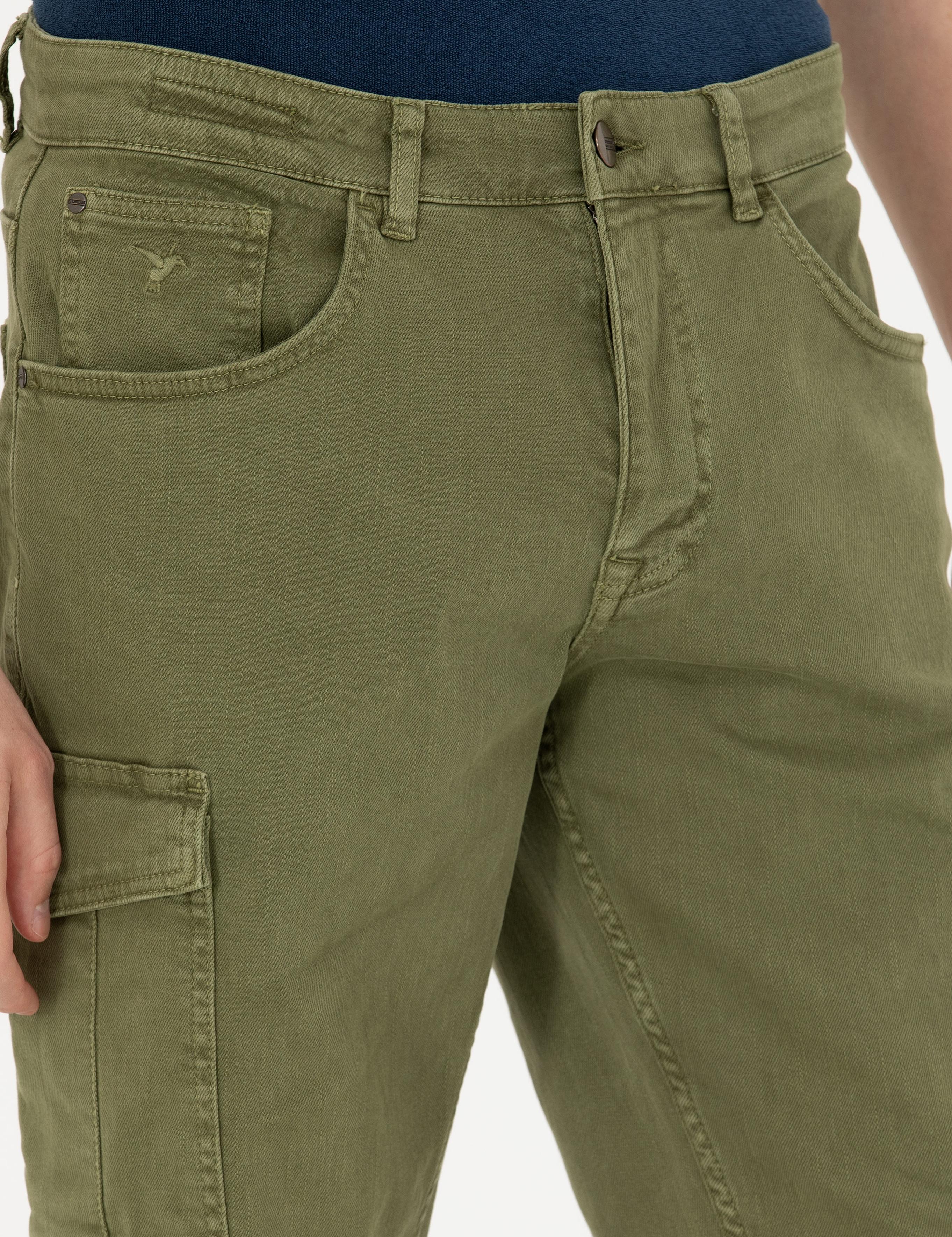 Haki Slim Fit Jean Bermuda Şort - 50269605036