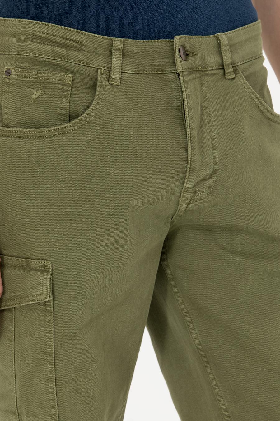 Haki Slim Fit Jean Bermuda Şort - 50269605036