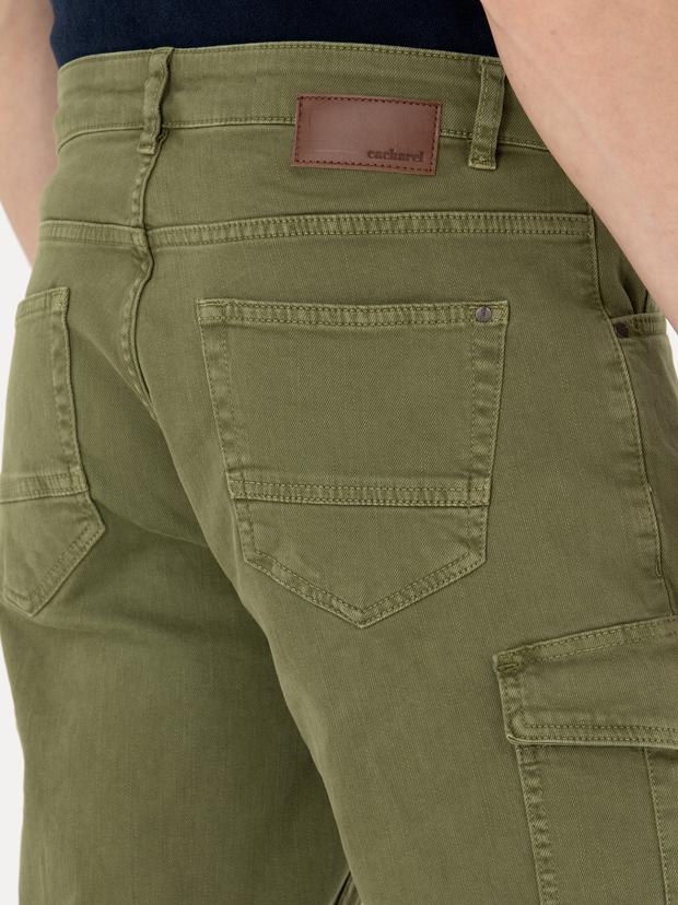 Haki Slim Fit Jean Bermuda Şort