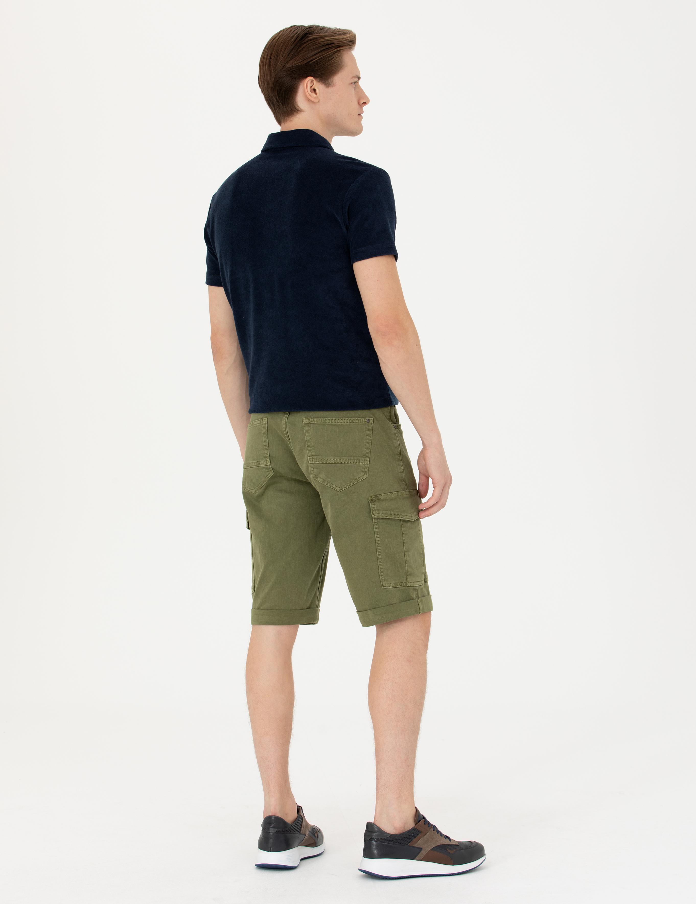 Haki Slim Fit Jean Bermuda Şort - 50269605036